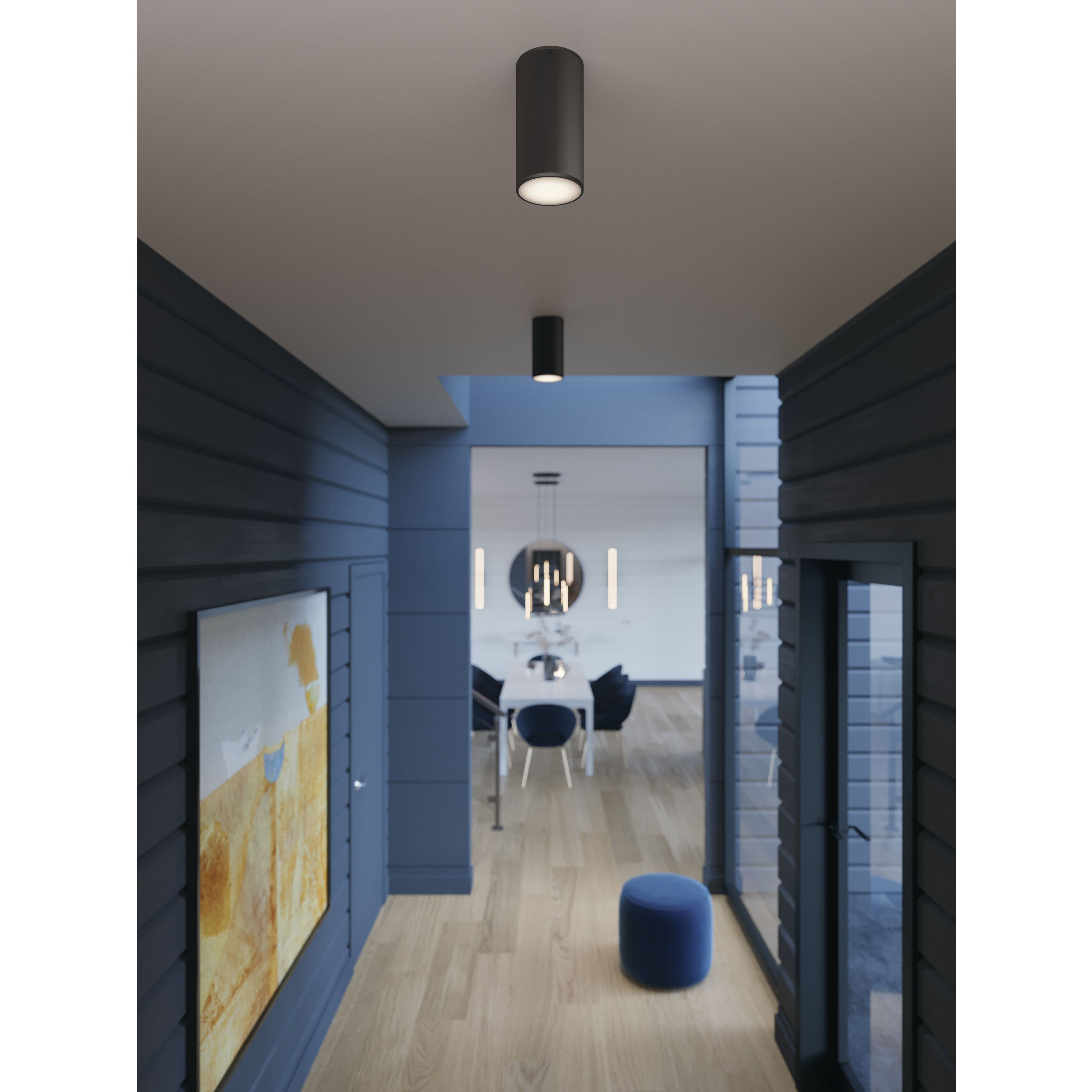 Everly LED 4.25 inch Black Semi-Flush Mount Ceiling Light