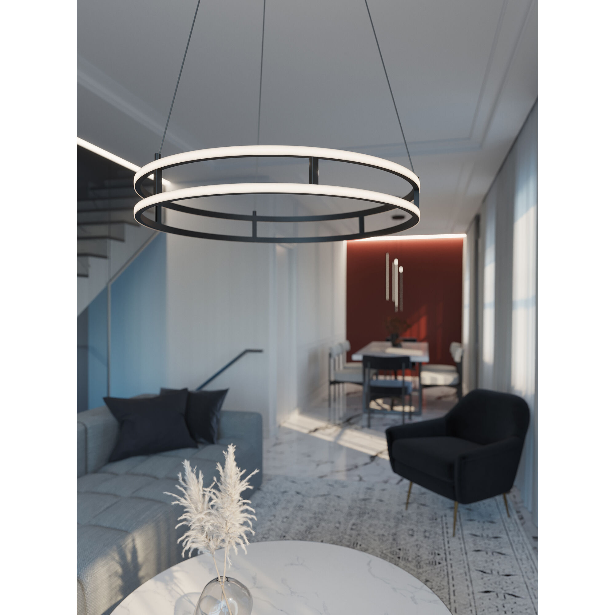 Gemini LED 32 inch Black Pendant Ceiling Light