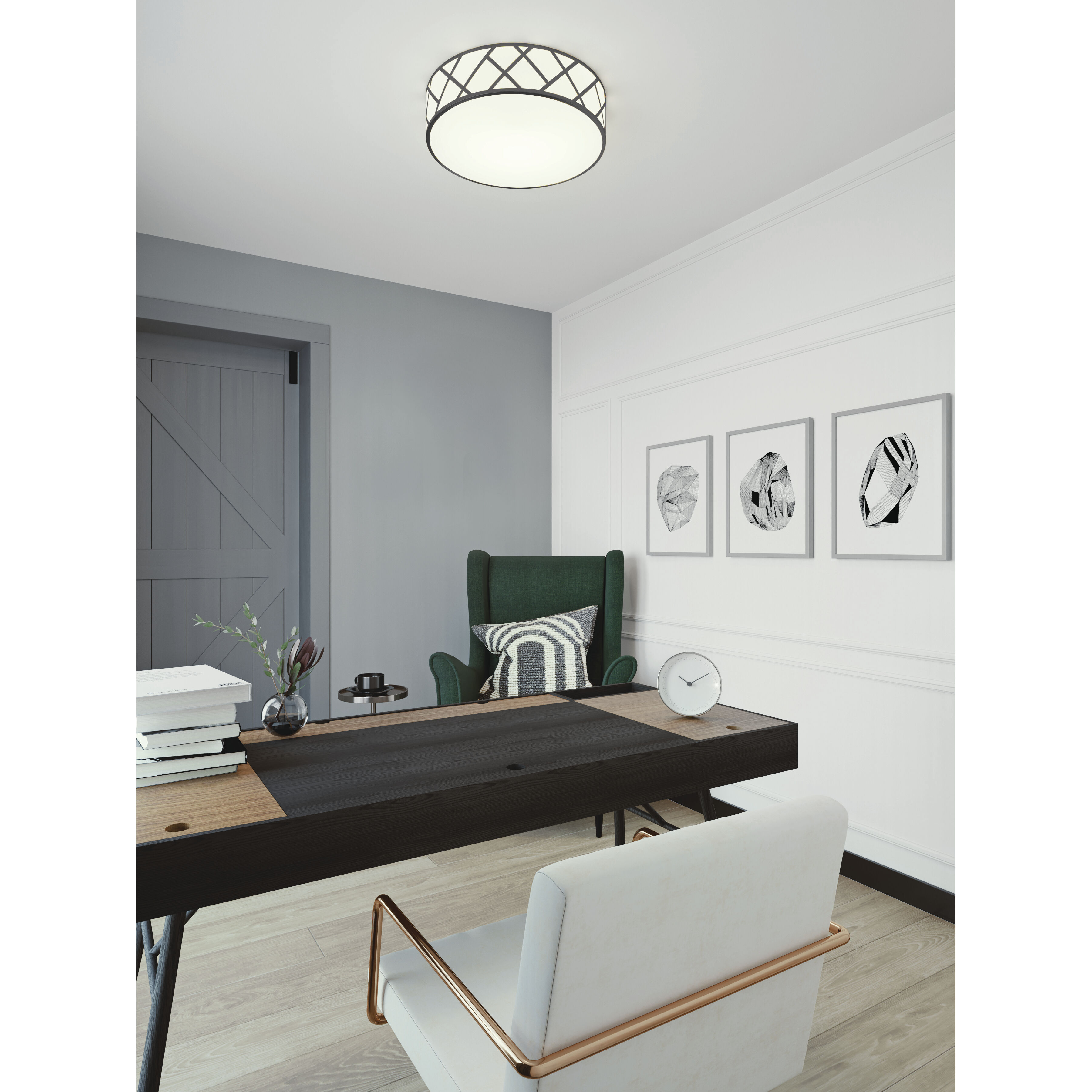 Haven 3 Light 16.75 inch Black Flush Mount Ceiling Light