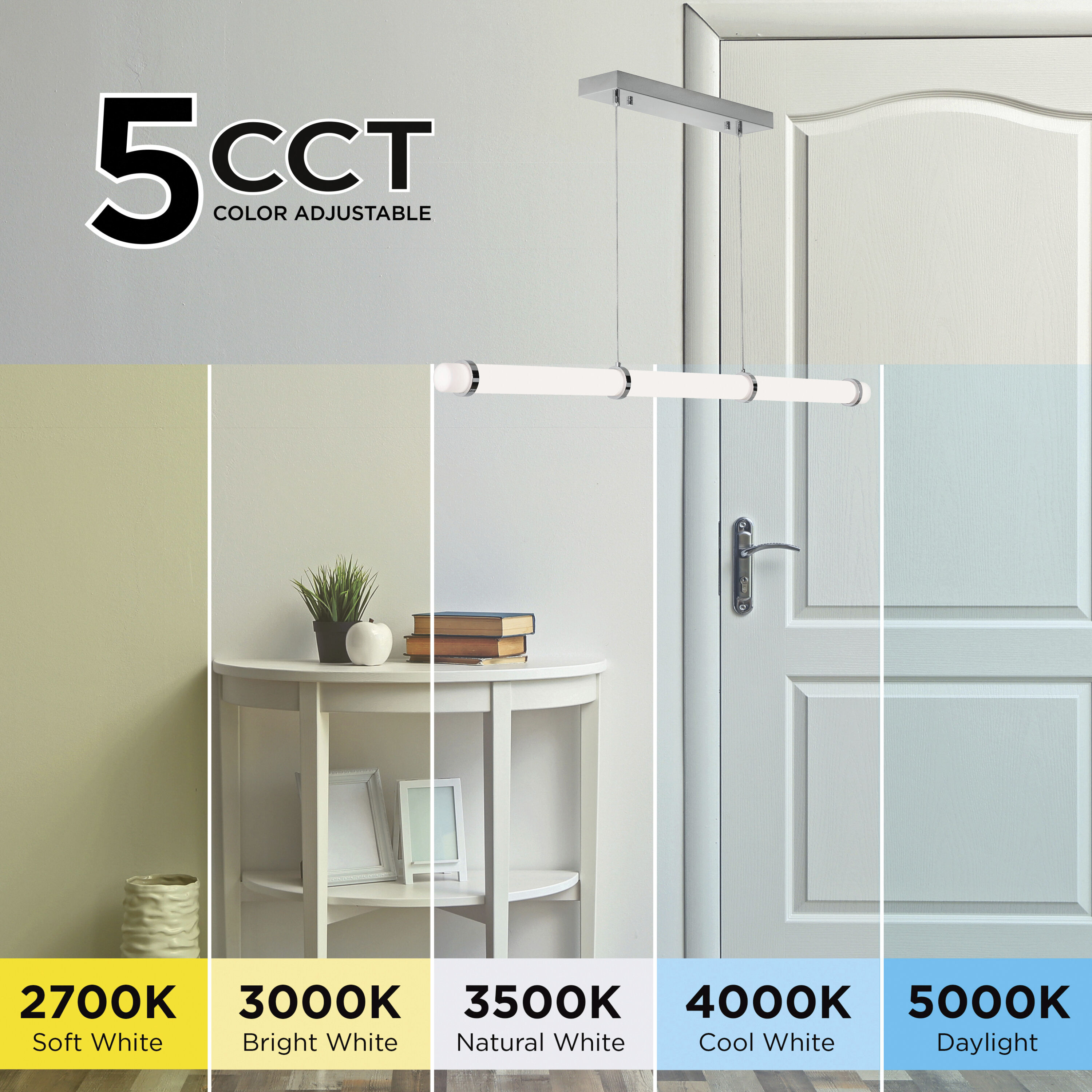 Miami LED 48 inch Polished Chrome Linear Pendant Ceiling Light