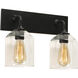 William 2 Light 15 inch Black Bath Vanity Wall Light