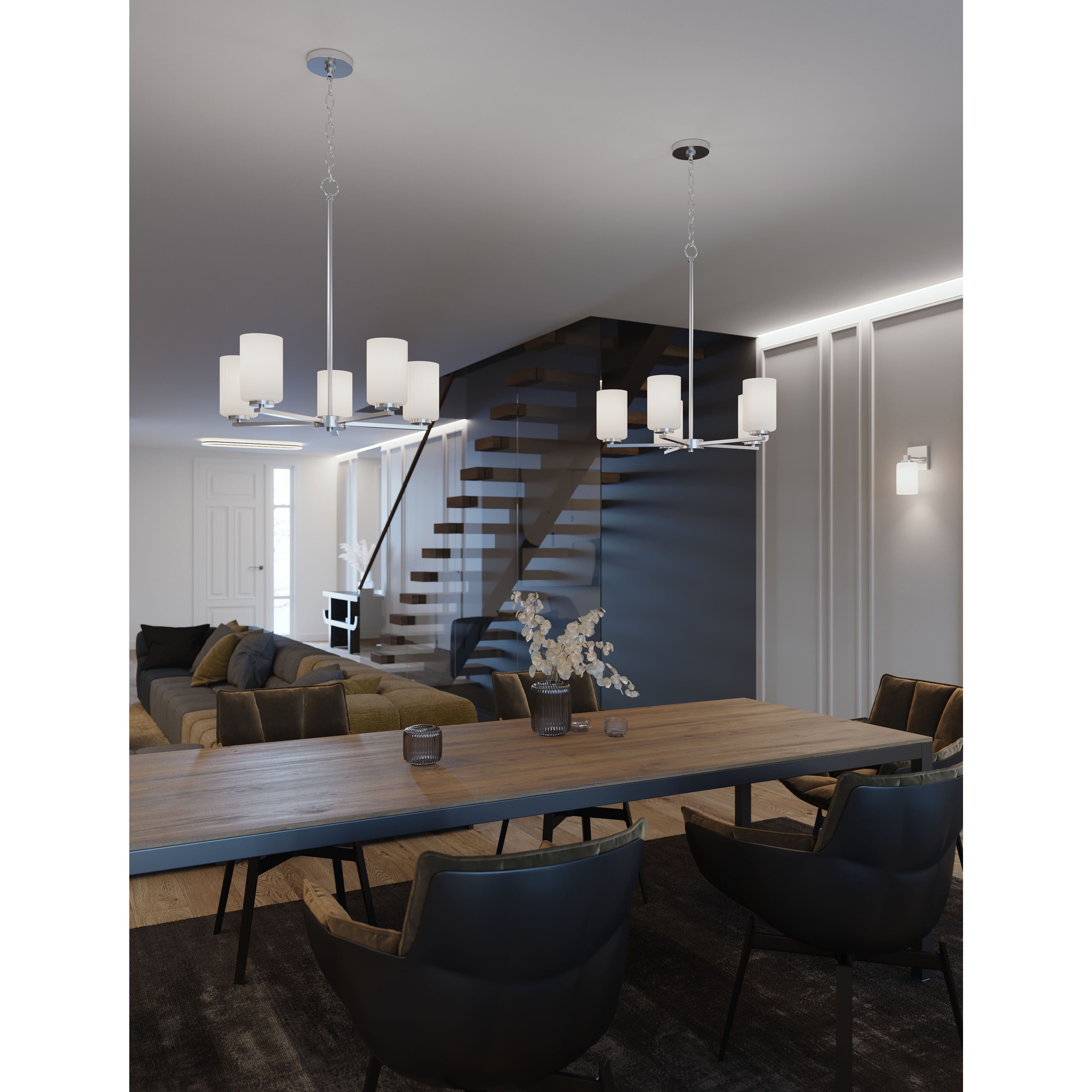 Leo LED 24 inch Satin Nickel Chandelier Ceiling Light