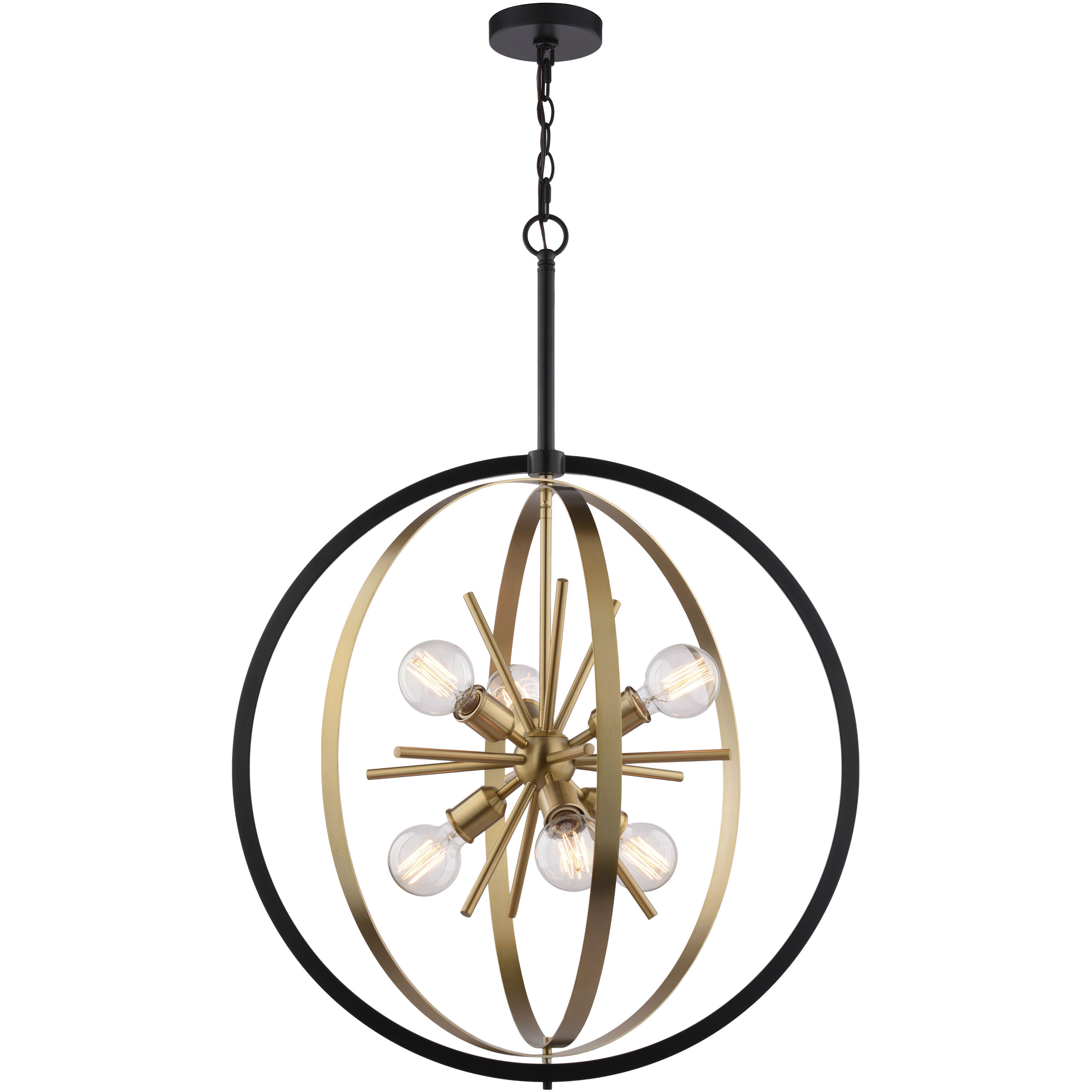 Estelle 6 Light 26.75 inch Natural Brass and Matte Black Pendant Ceiling Light