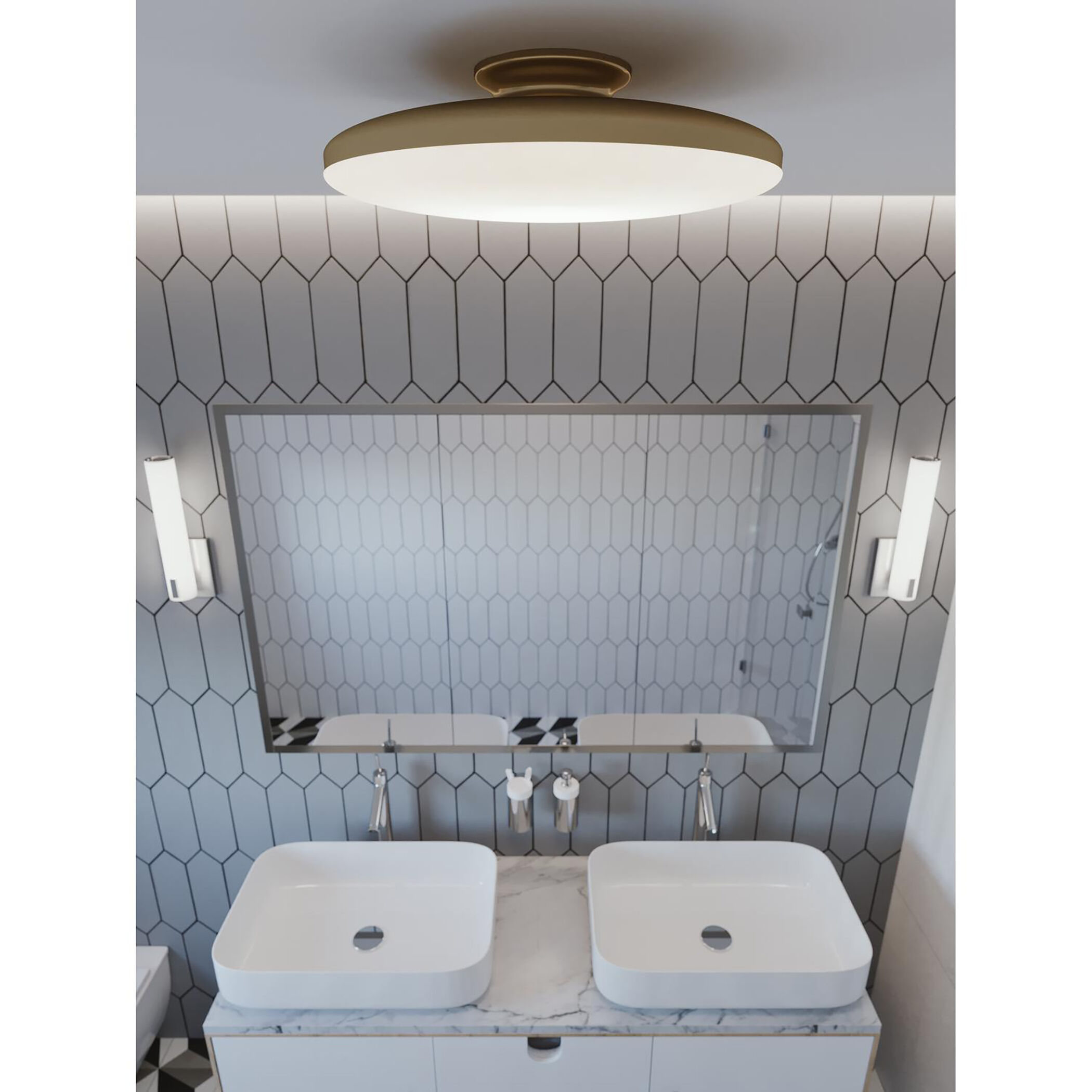 Skye LED 15 inch Satin Brass Flush Mount Ceiling Light