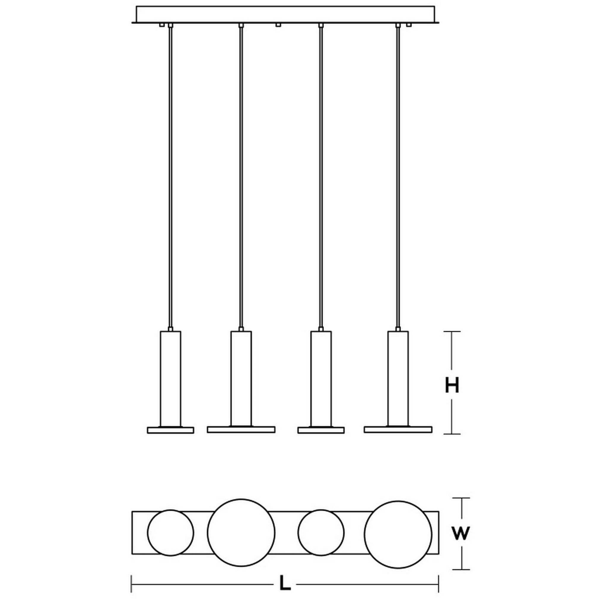 Luna LED 36 inch Black Quadruple Linear Pendant Ceiling Light