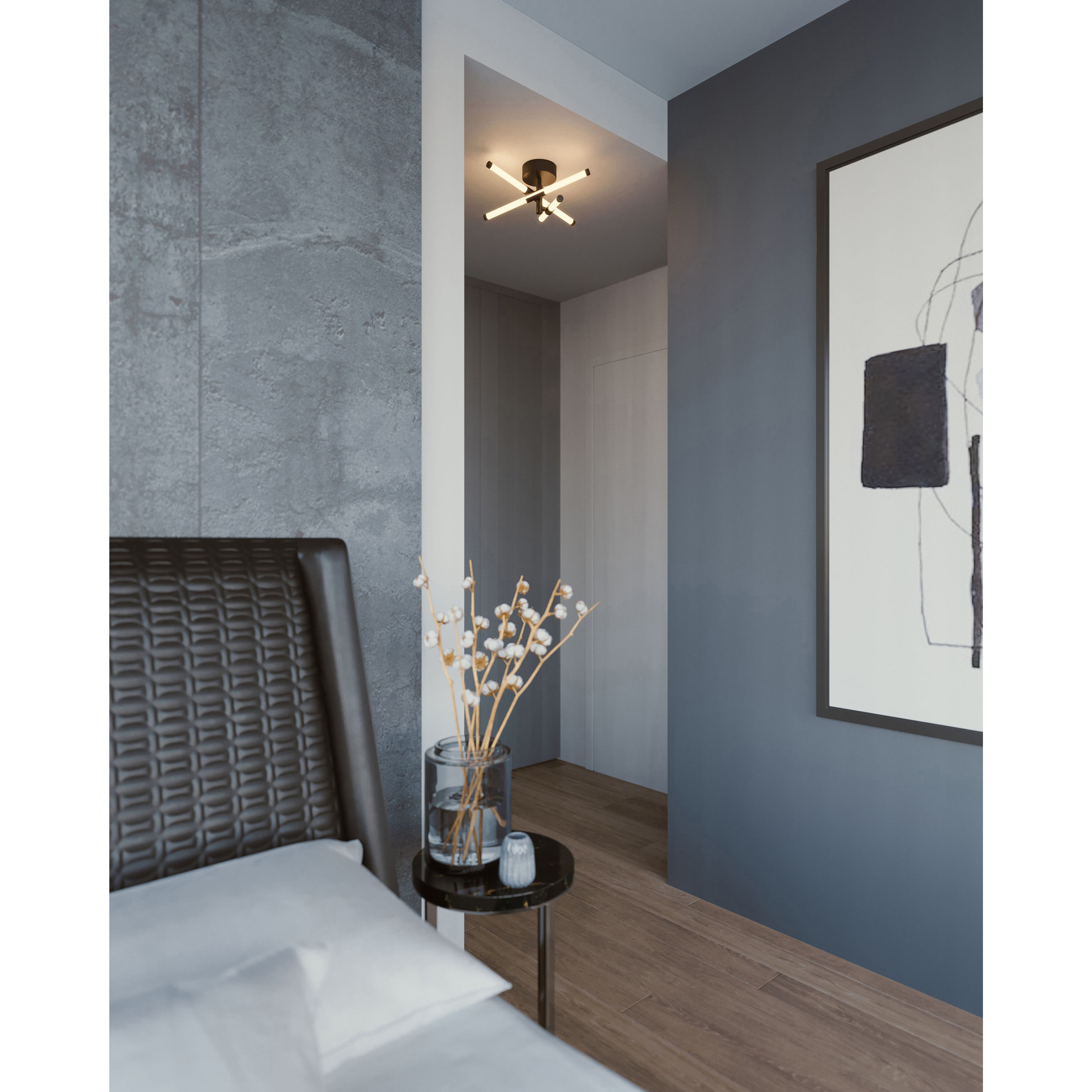 Rusnak 3 Light 15.5 inch Black Semi-Flush Mount Ceiling Light