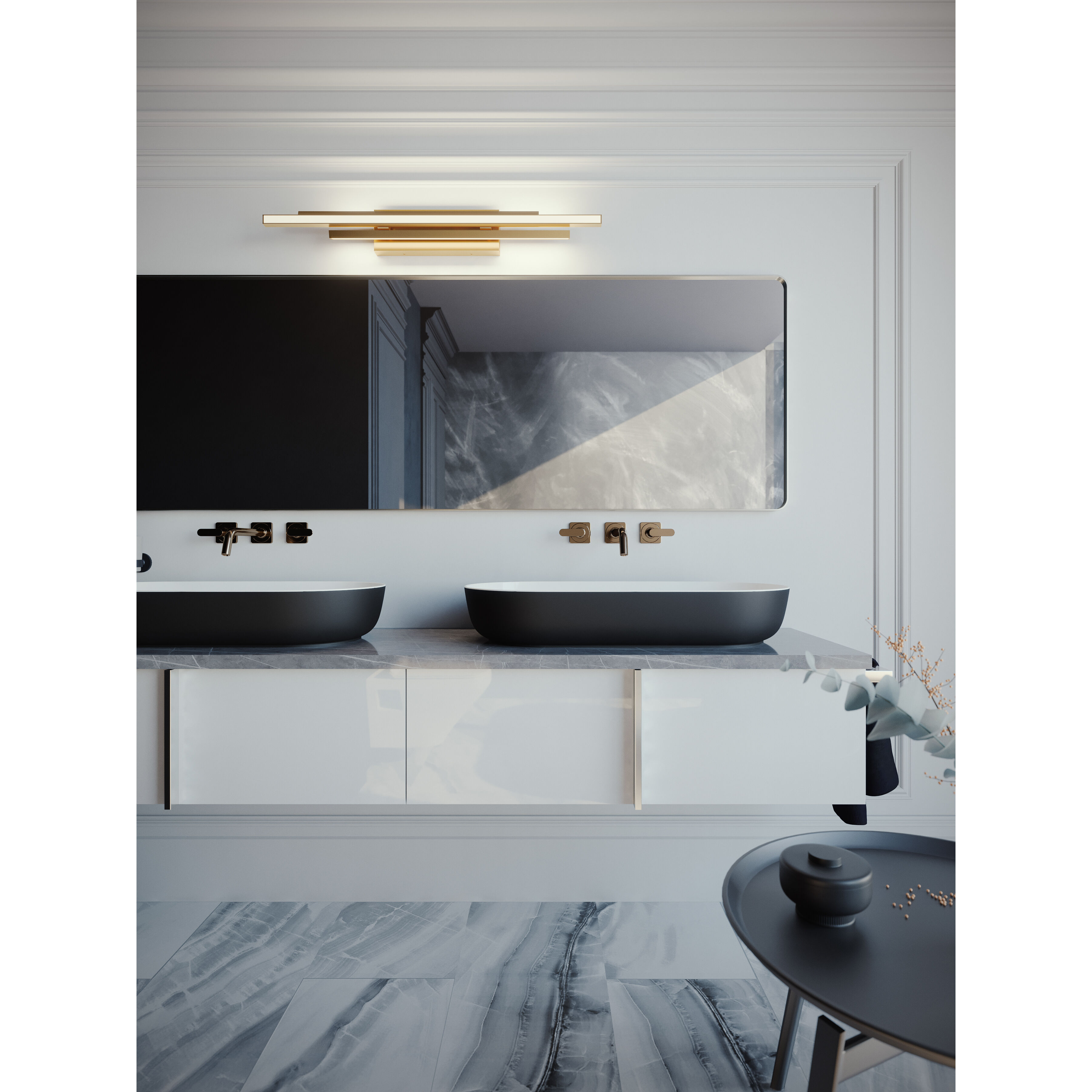 Indra 3 Light 24 inch Satin Brass Bath Vanity Wall Light