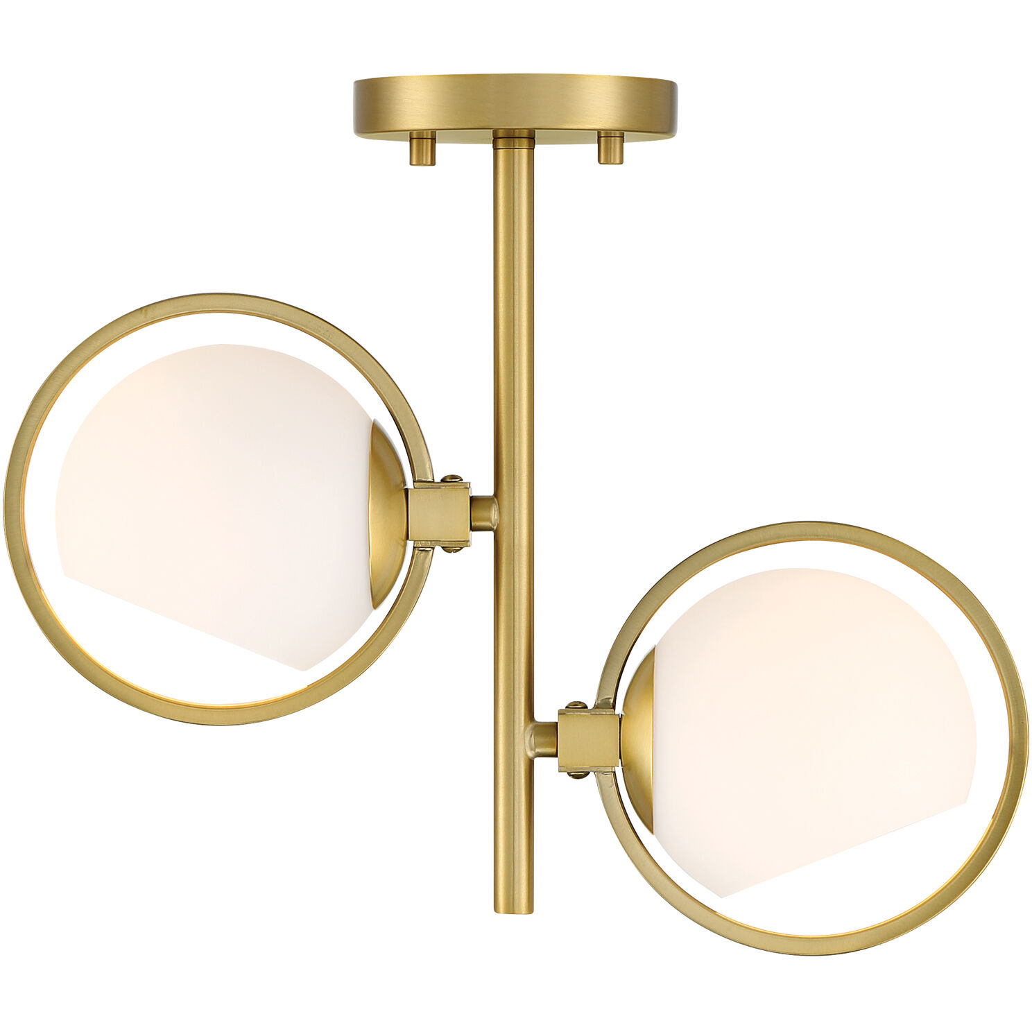 Teatro 2 Light 14.75 inch Brushed Gold Semi-Flush Mount Ceiling Light