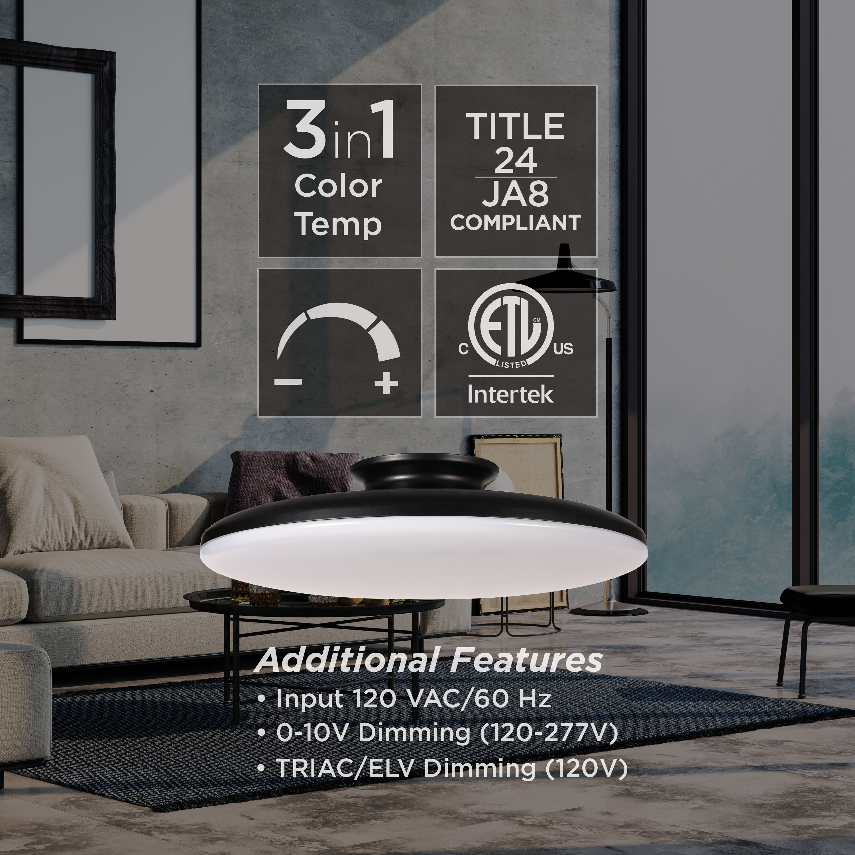 Skye LED 15 inch Black Flush Mount Ceiling Light