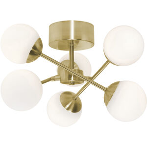 Pearl 5 Light 15.86 inch Satin Brass Semi-Flush Mount Ceiling Light