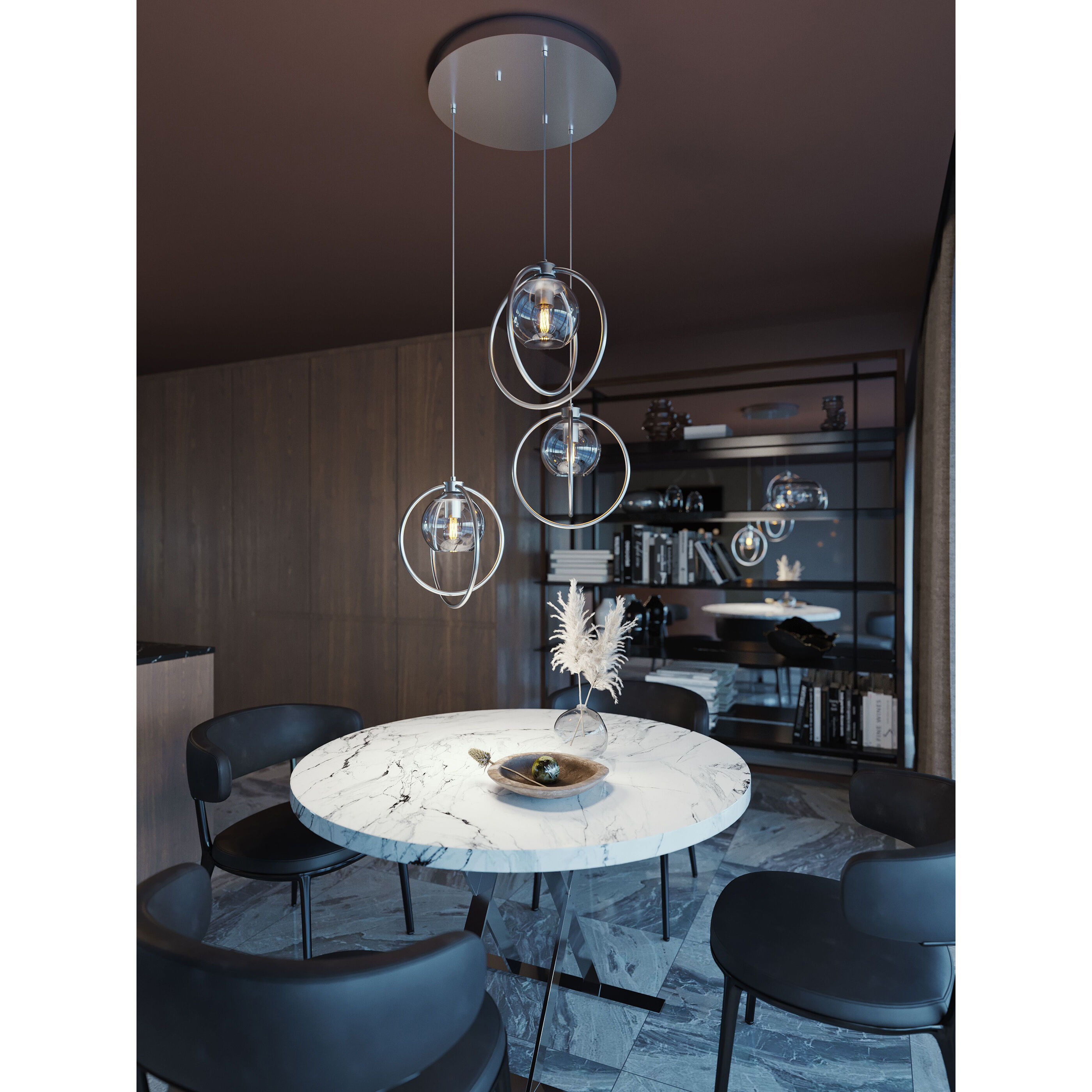 Jamie 3 Light 26.45 inch Black Mini Pendant Ceiling Light