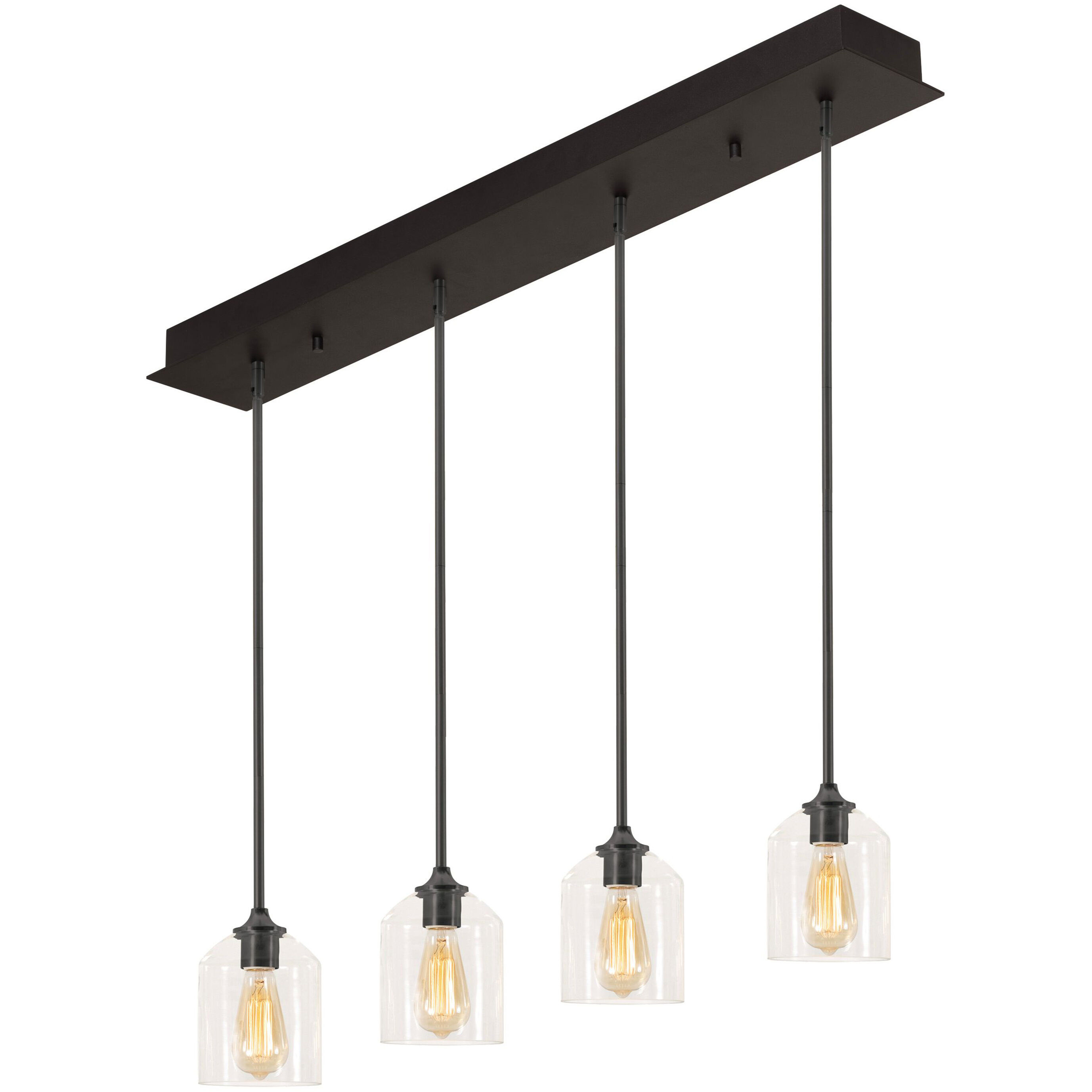 William 4 Light 5.5 inch Black Linear Pendant Ceiling Light