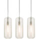 Hermosa 3 Light 41 inch Satin Nickel Linear Pendant Ceiling Light in Clear Swirl