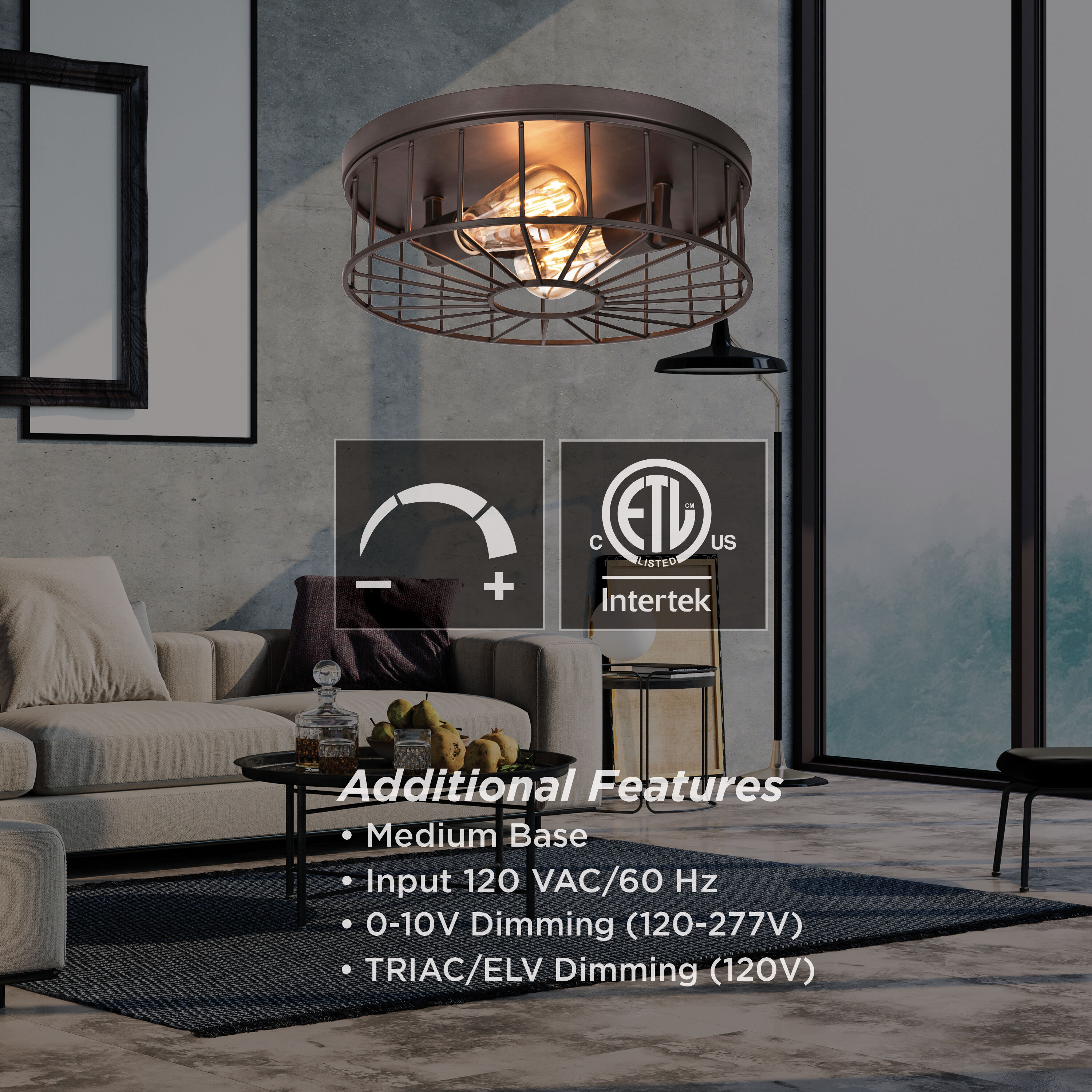 Theo 2 Light 14 inch Black Flush Mount Ceiling Light