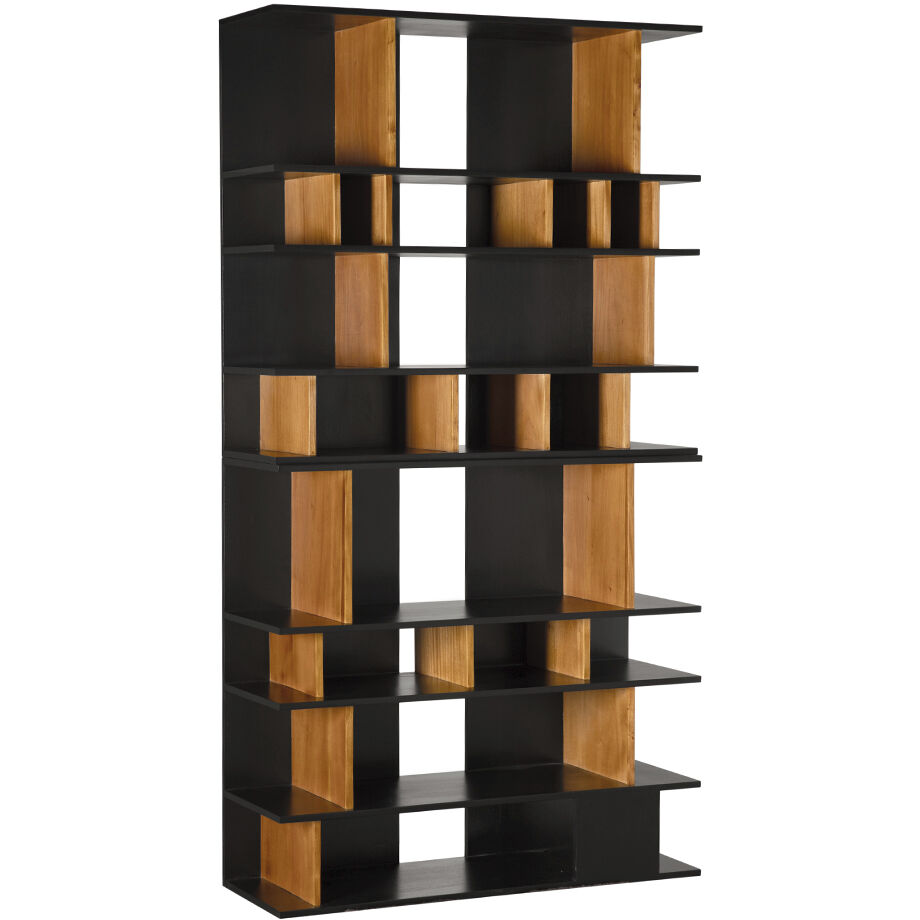 R. Morton Natural Teak and Hand Rubbed Black Bookcase