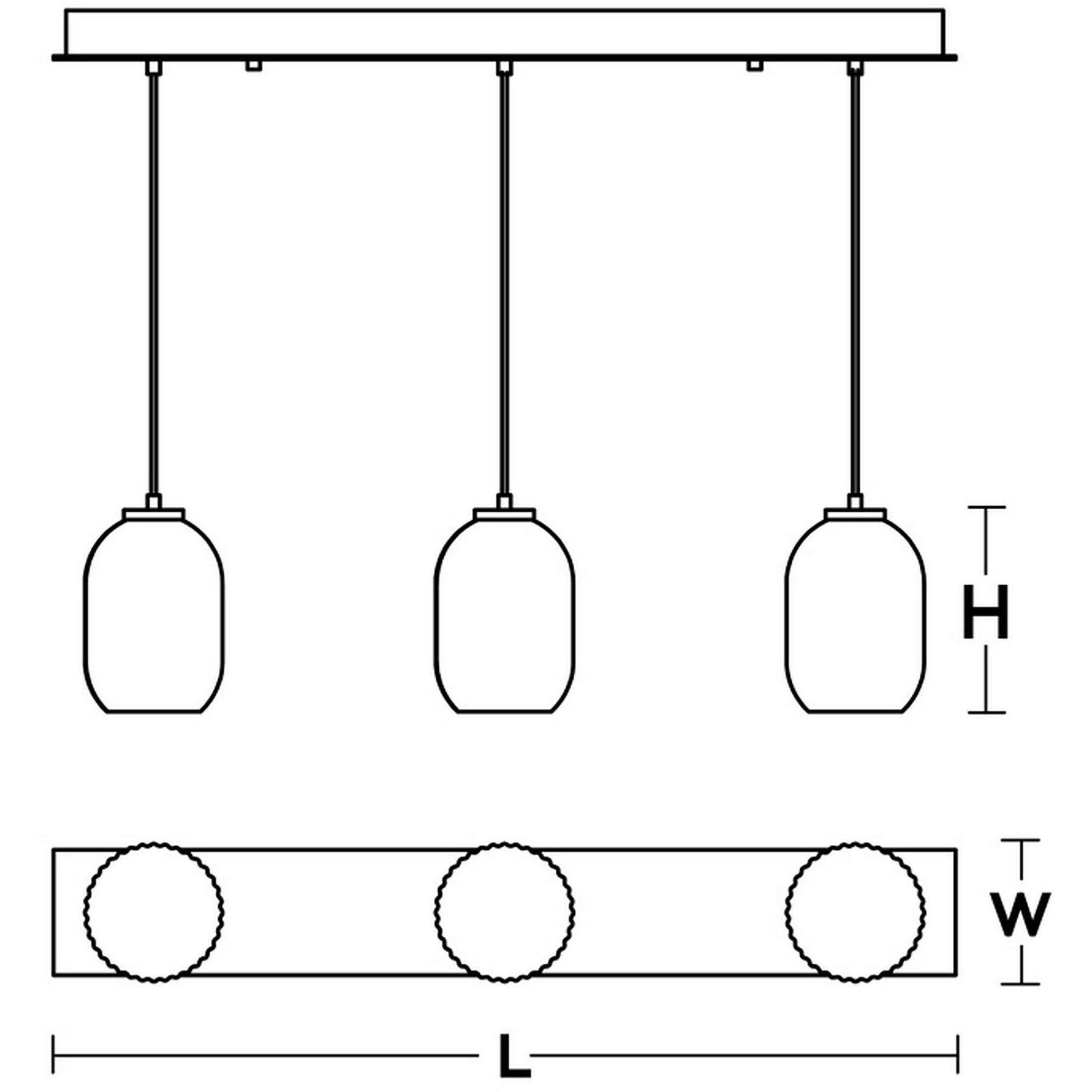 Callie 3 Light 36 inch White Linear Pendant Ceiling Light