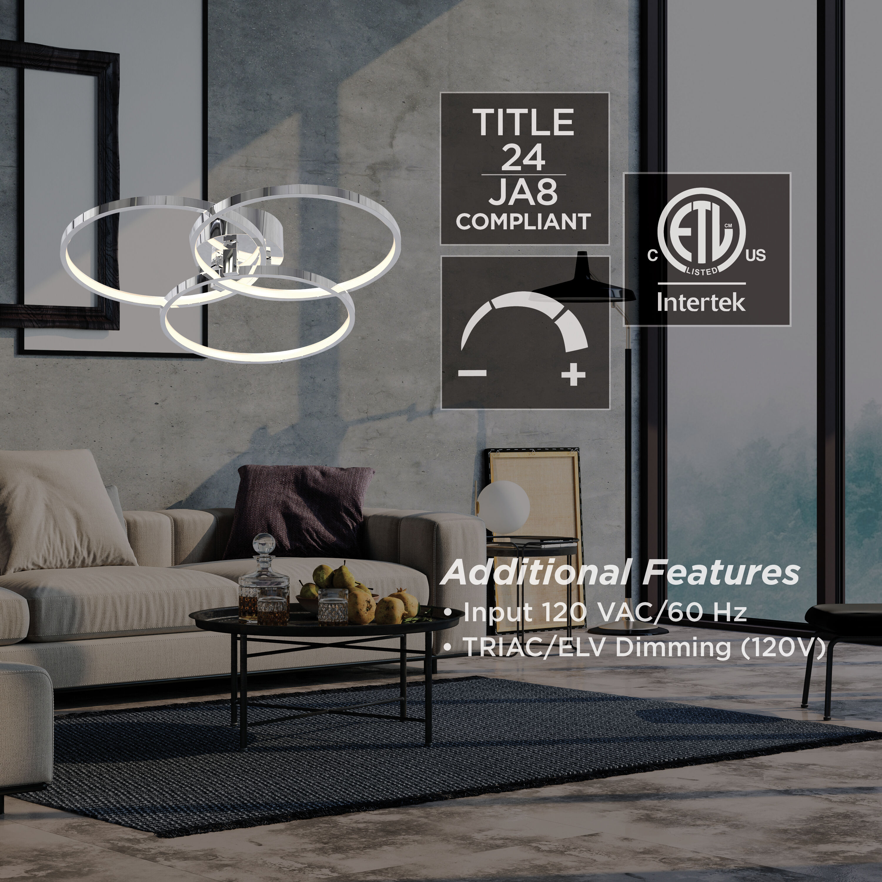 Orion LED 20 inch Polished Chrome Flush Mount Ceiling Light