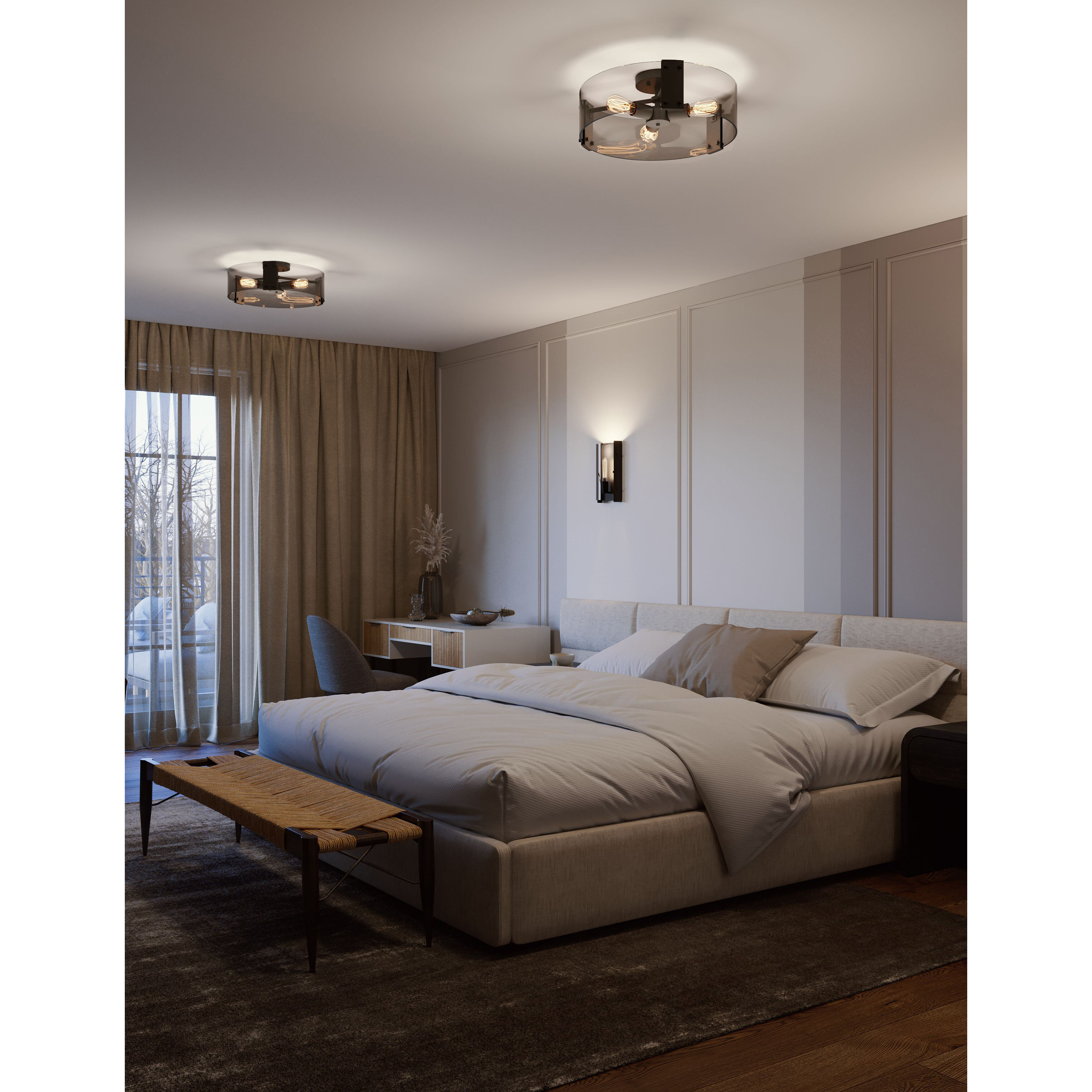 Dana 3 Light 19 inch Black Semi Flush Mount Ceiling Light