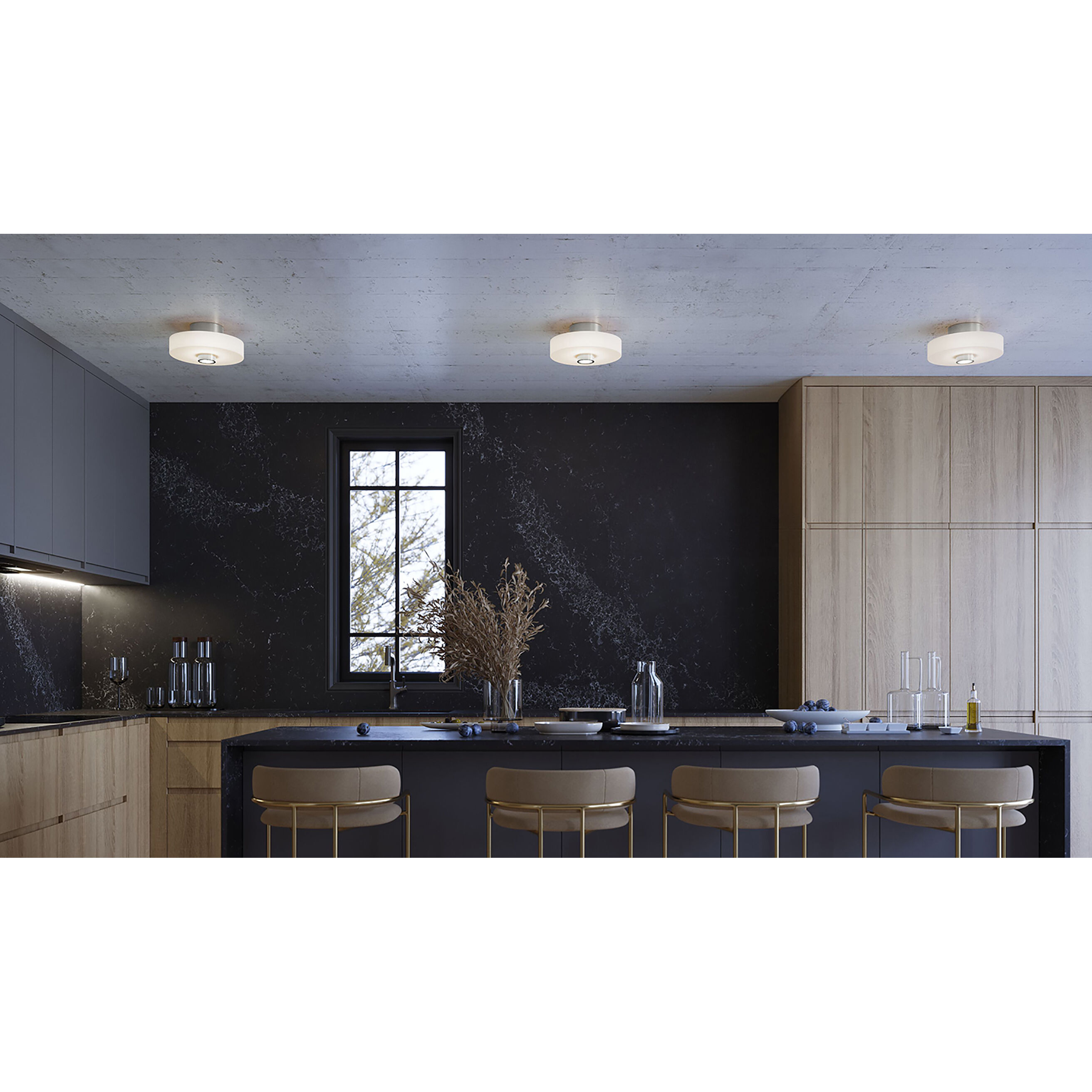 Sydney LED 13 inch Satin Nickel Semi Flush Mount Ceiling Light