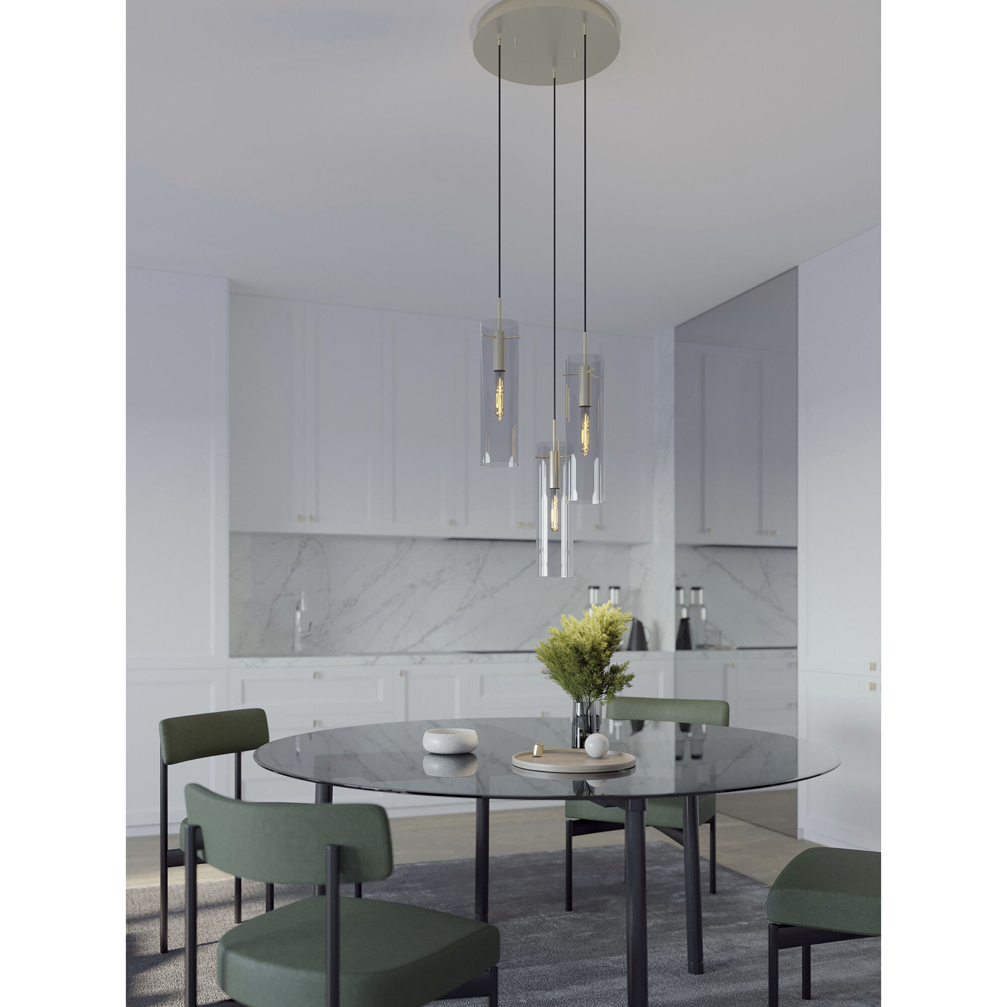 Vista 3 Light 18 inch Satin Nickel Multi-light Pendant Ceiling Light