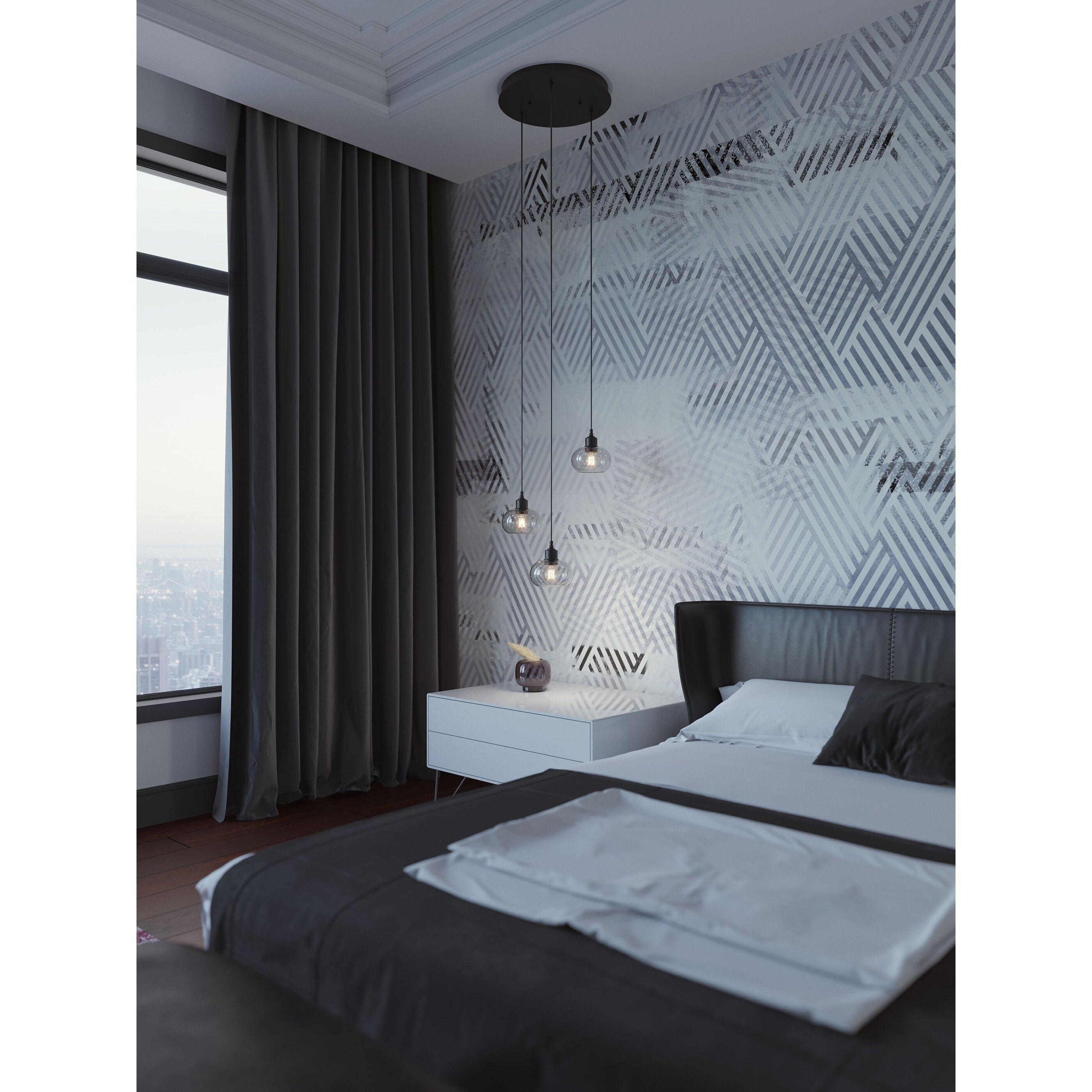 Laney 3 Light 19.69 inch Black Pendant Ceiling Light