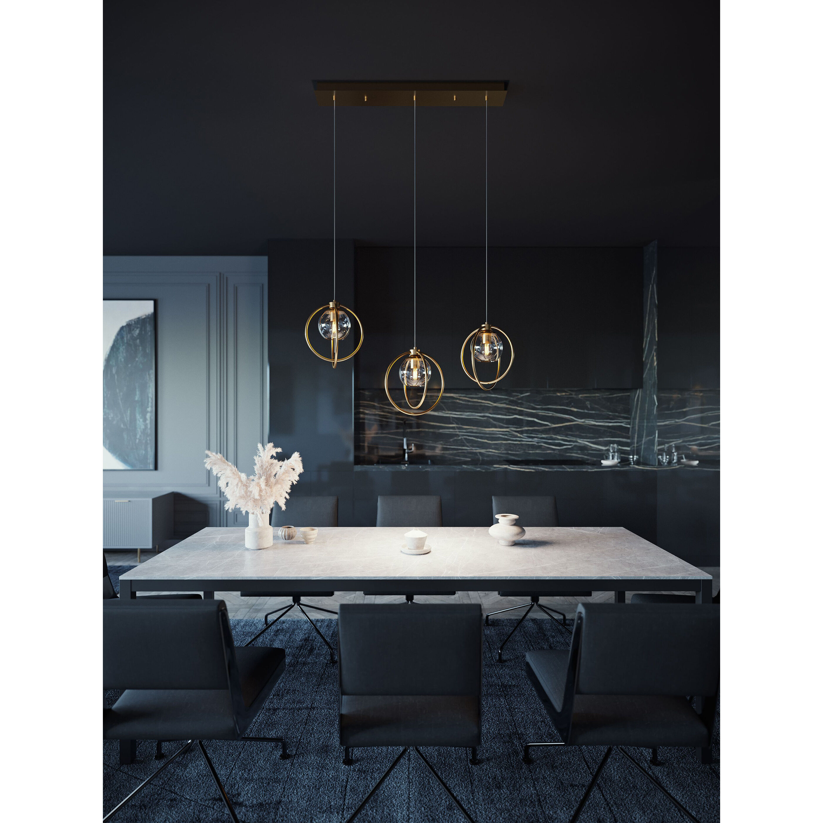 Jamie 3 Light 12.25 inch Satin Brass Mini Pendant Ceiling Light