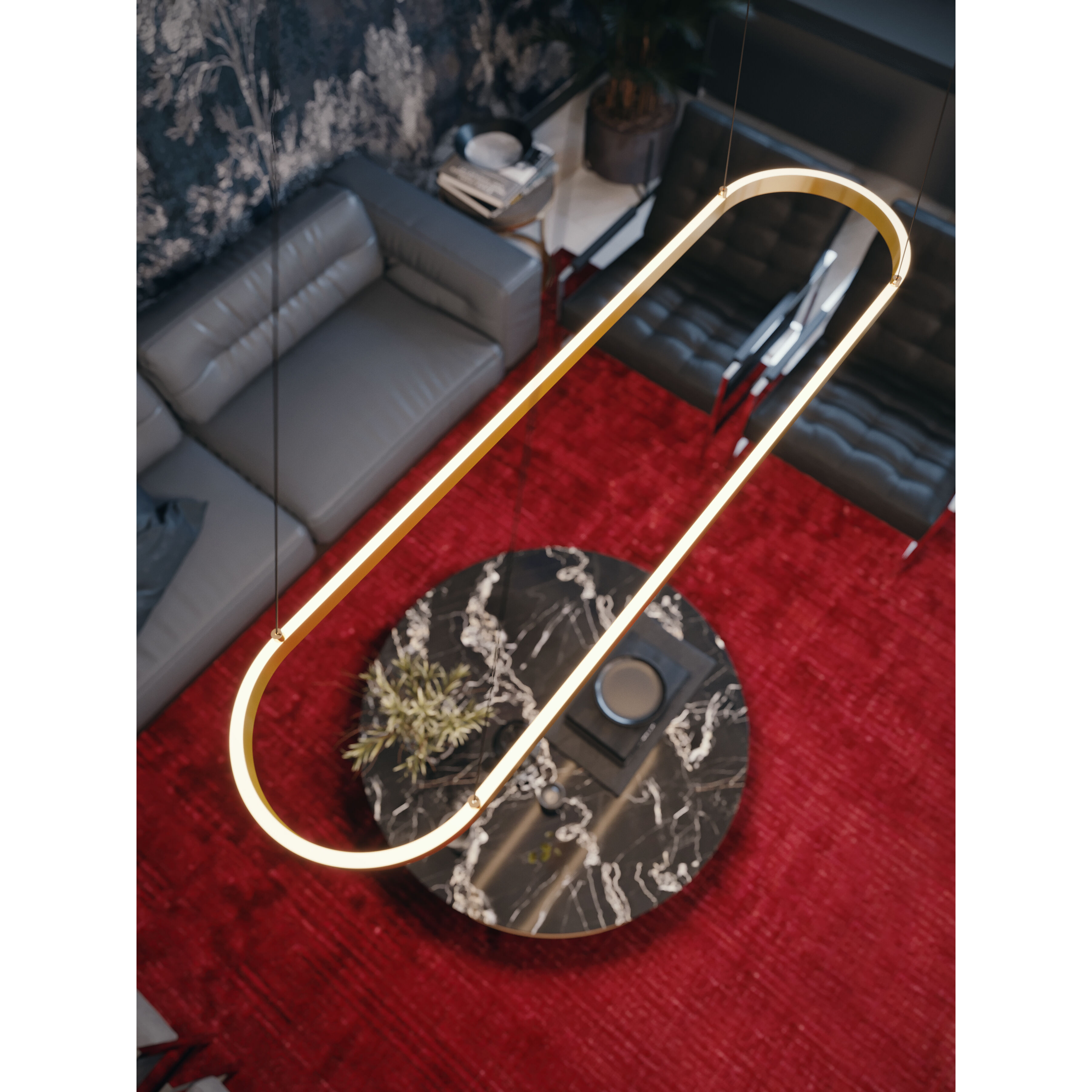 Glo 1 Light 48 inch Satin Brass Linear Pendant Ceiling Light