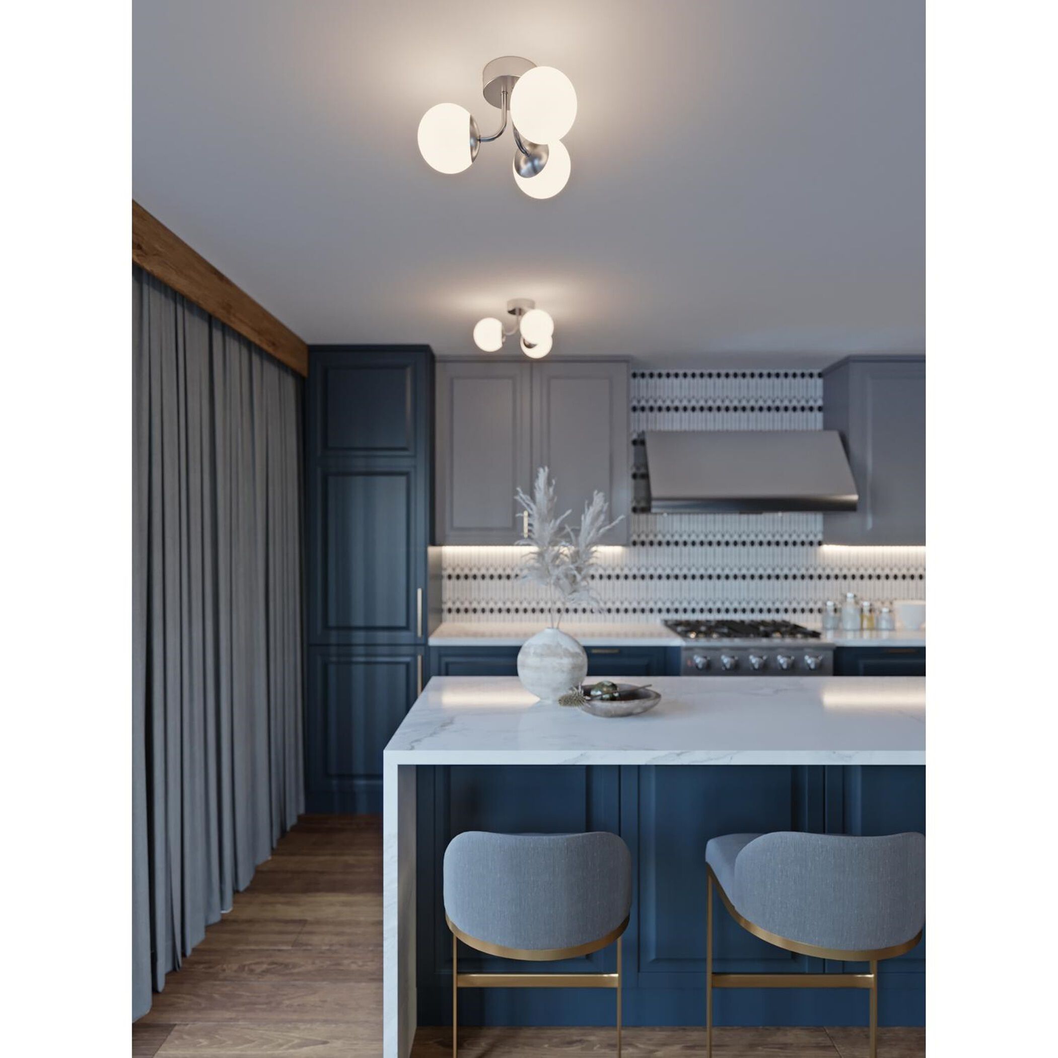 Metropolitan LED 16 inch Satin Nickel Semi Flush Mount Ceiling Light