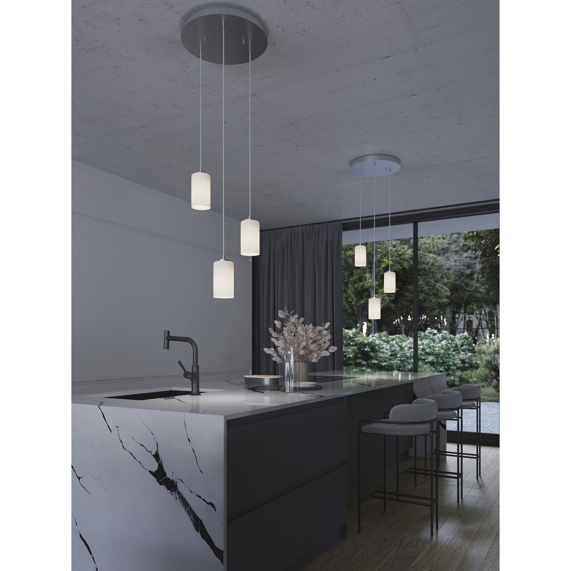 Leo 3 Light 18 inch Satin Nickel Multi-light Pendant Ceiling Light