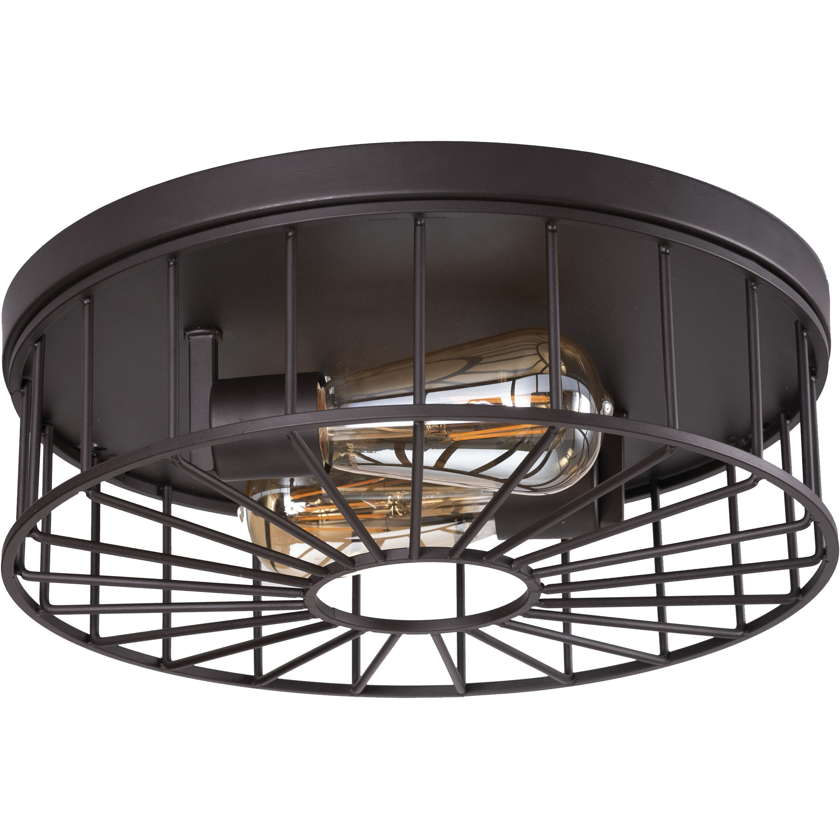 Theo 2 Light 14 inch Black Flush Mount Ceiling Light