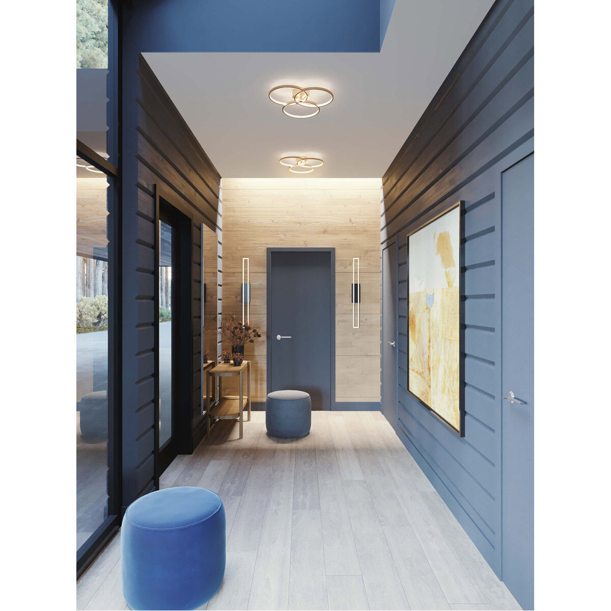 Orion LED 15.75 inch Satin Brass Flush Mount Ceiling Light