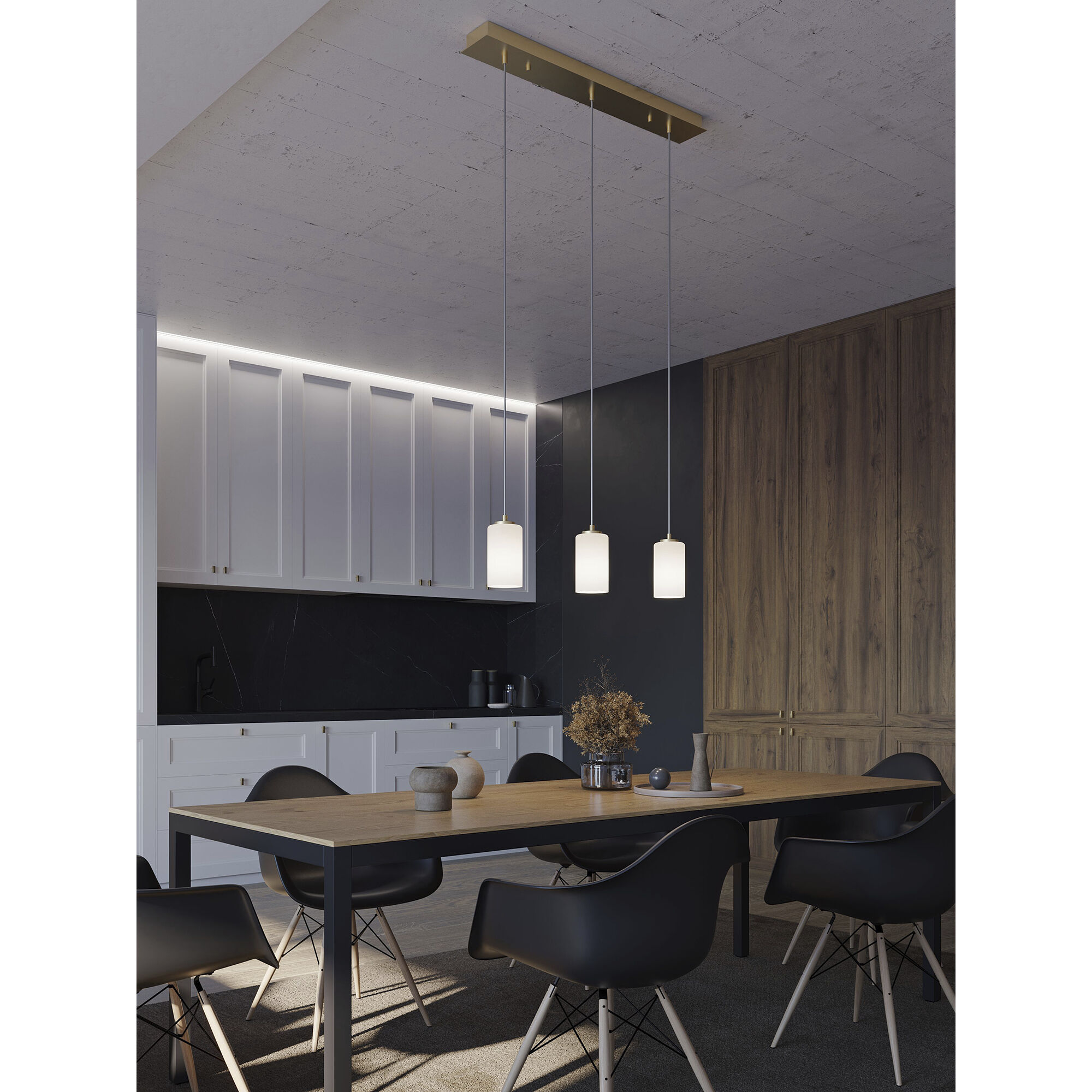 Leo Linear Pendant Ceiling Light in Light Antique Brass