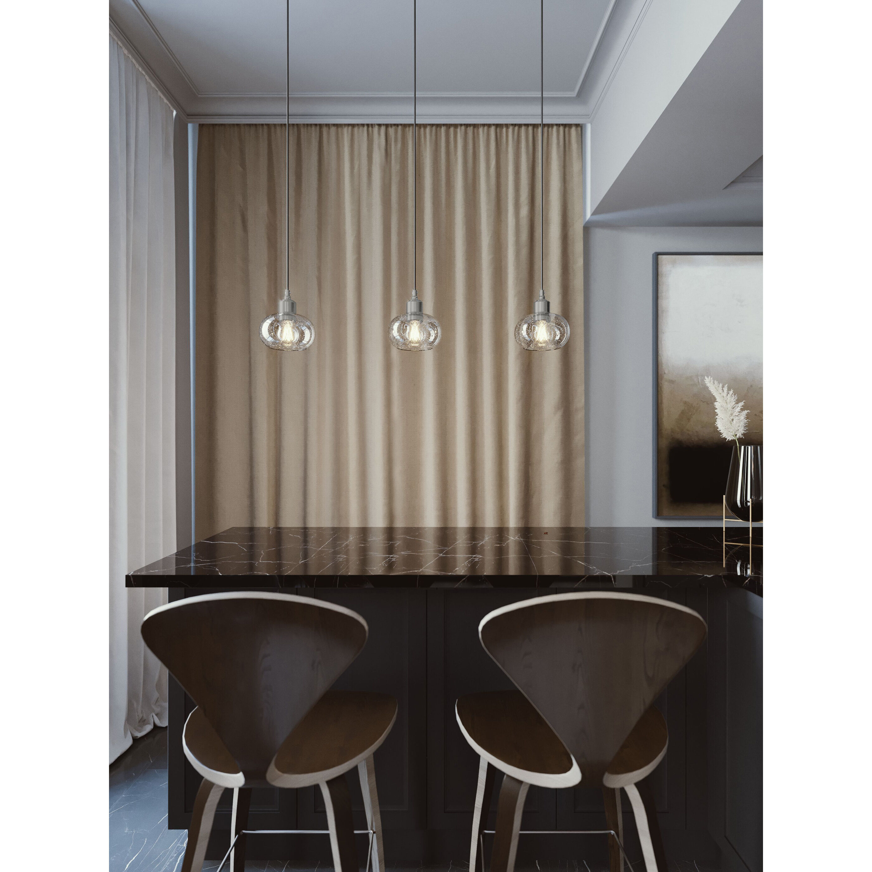 Laney 3 Light 6.6 inch Black Linear Pendant Ceiling Light