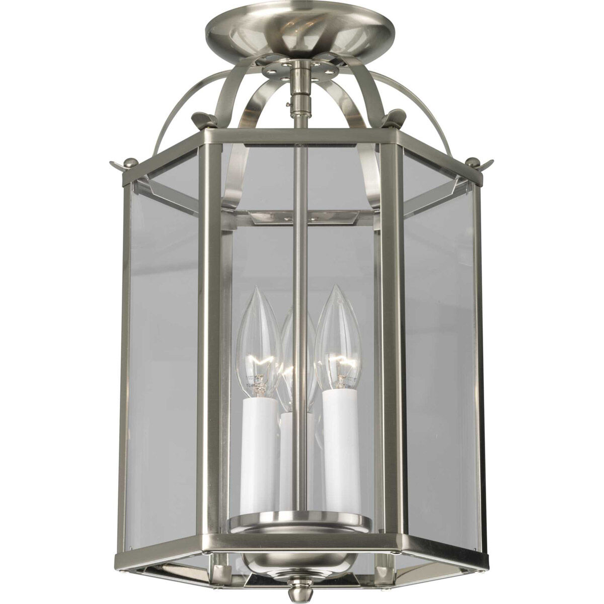 Flat Glass 3 Light 8.31 inch Brushed Nickel Foyer Pendant Ceiling Light