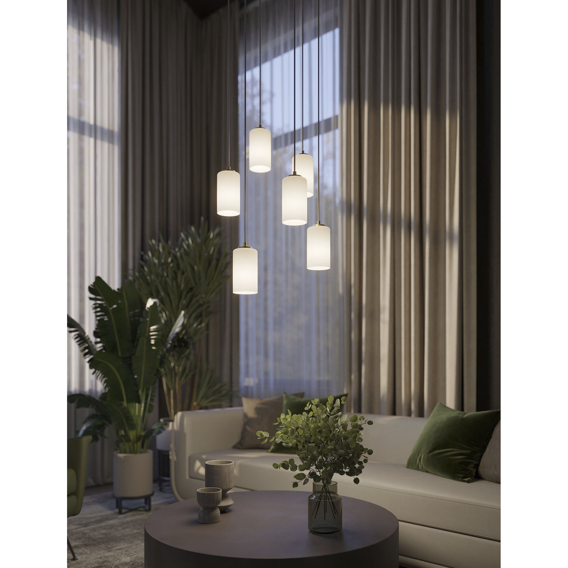 Leo 6 Light 24 inch Light Antique Brass Multi-light Pendant Ceiling Light