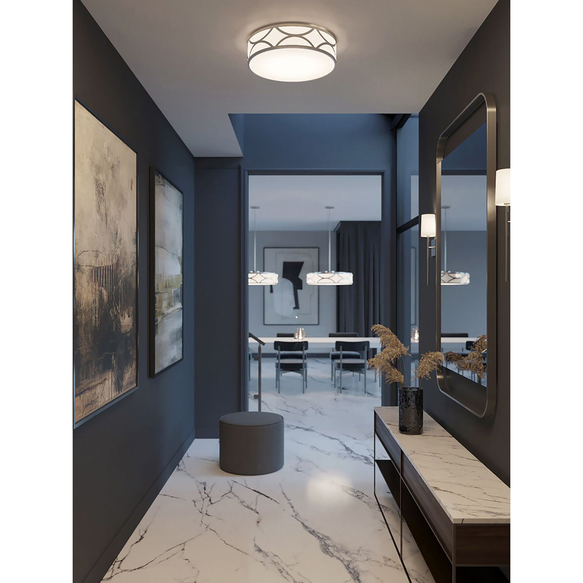 Lake LED 30 inch Painted Nickel Flush Mount Ceiling Light in Incandescent