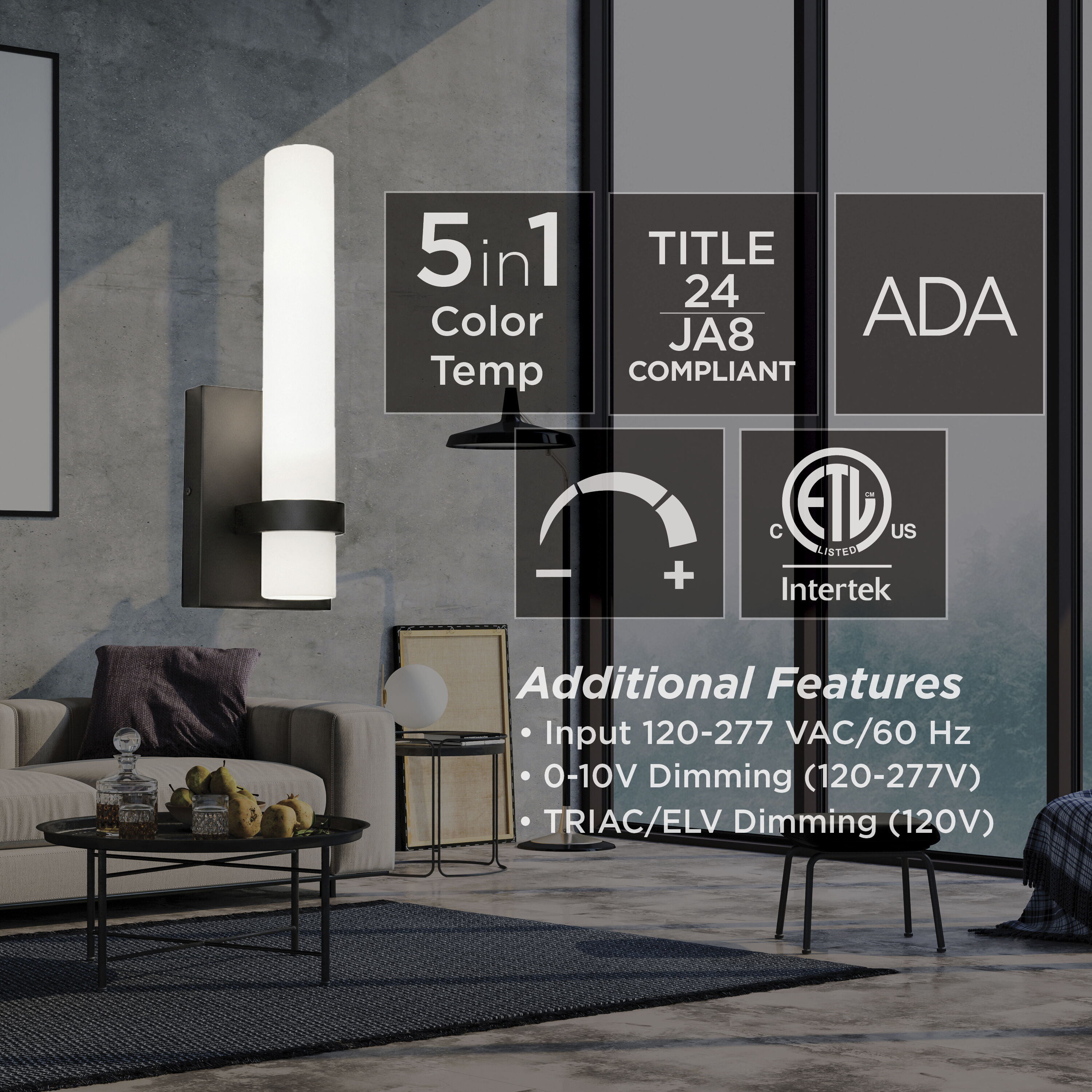 Miami LED 4.5 inch Black Sconce Wall Light