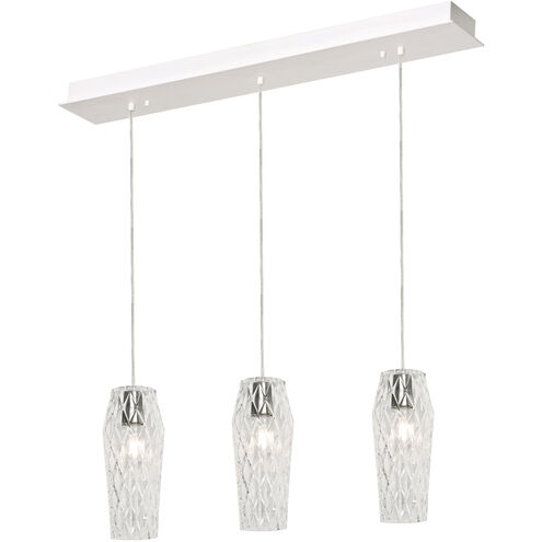 Candace 3 Light 36 inch Satin Nickel Triple Linear Pendant Ceiling Light in Clear