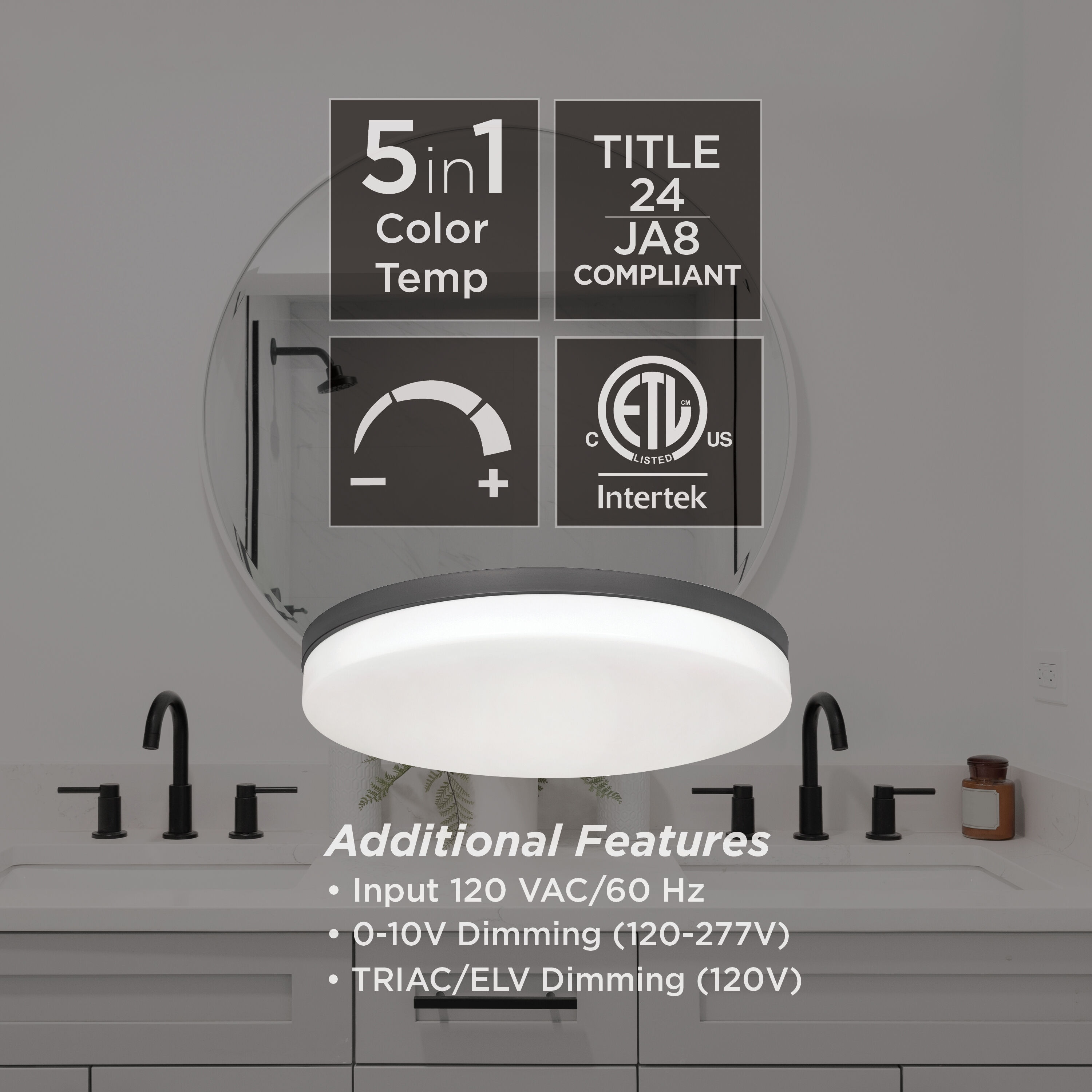 Oscar LED 19 inch Black Flush Mount Ceiling Light