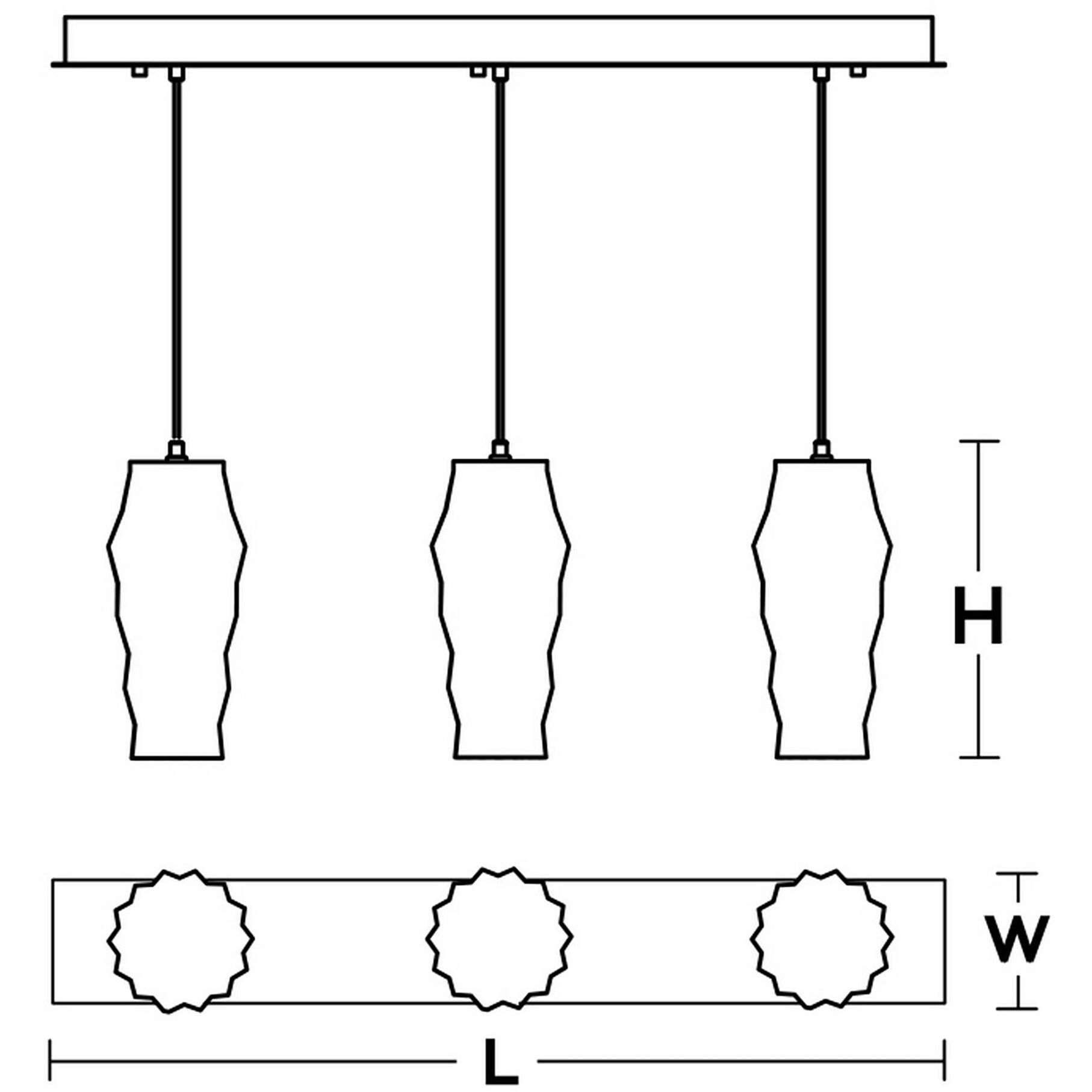 Candace 3 Light 36 inch Satin Nickel Triple Linear Pendant Ceiling Light in White