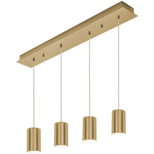 Tyke 4 Light 5 inch Satin Brass Linear Pendant Ceiling Light