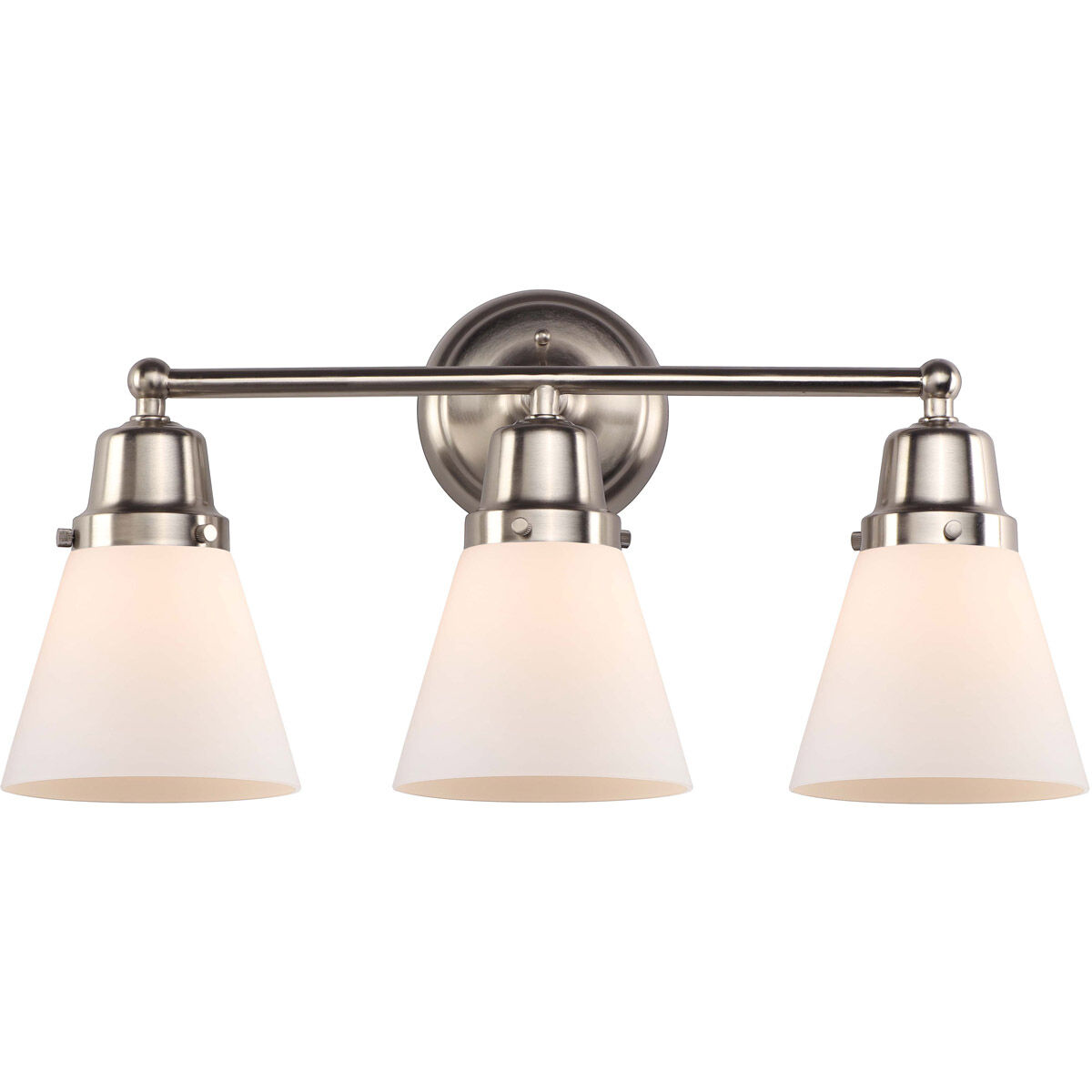 Aditi Small Cone 3 Light 22.25 inch Brushed Satin Nickel Bath Vanity Light Wall Light, Aditi