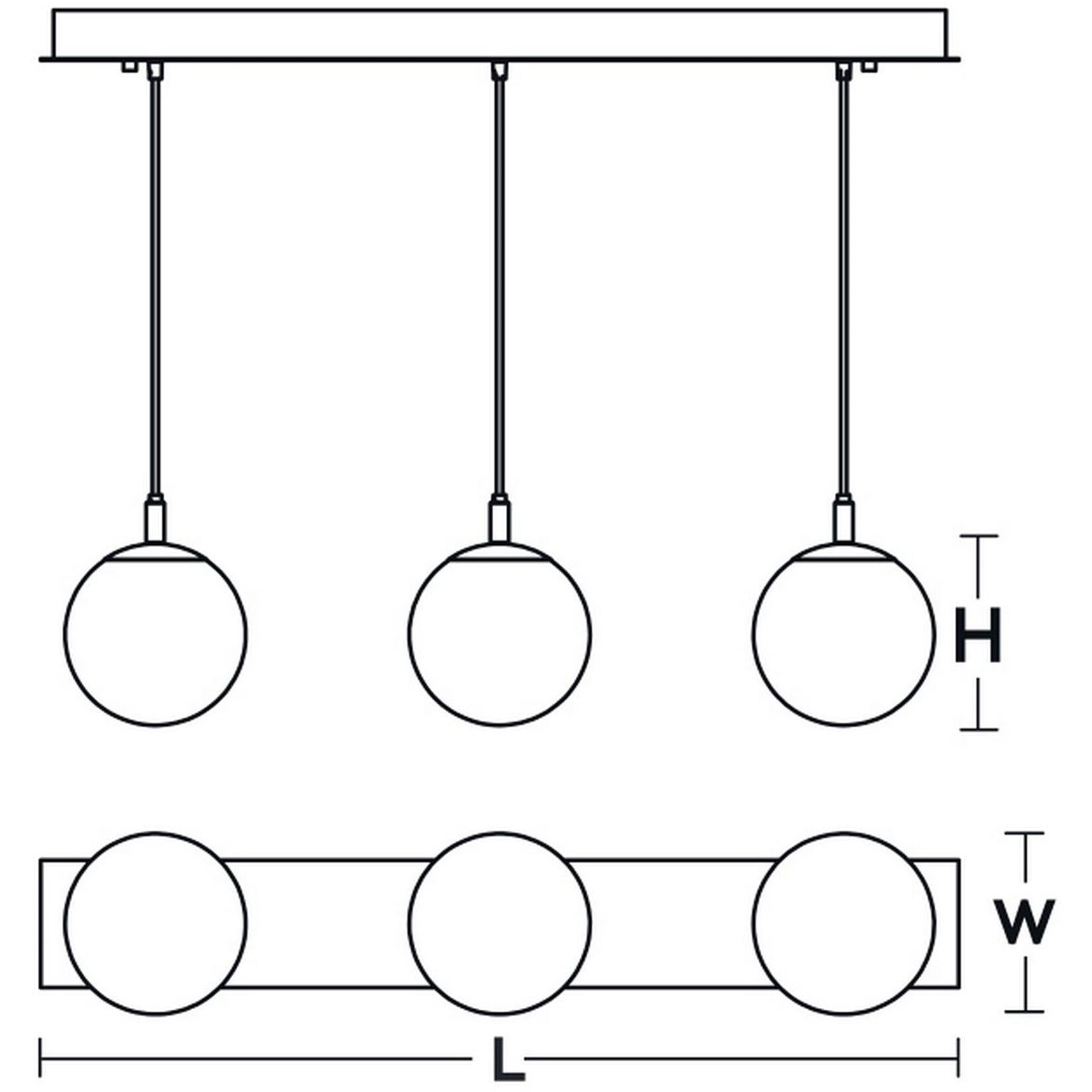 Loretto 3 Light 36 inch Black Triple Linear Pendant Ceiling Light