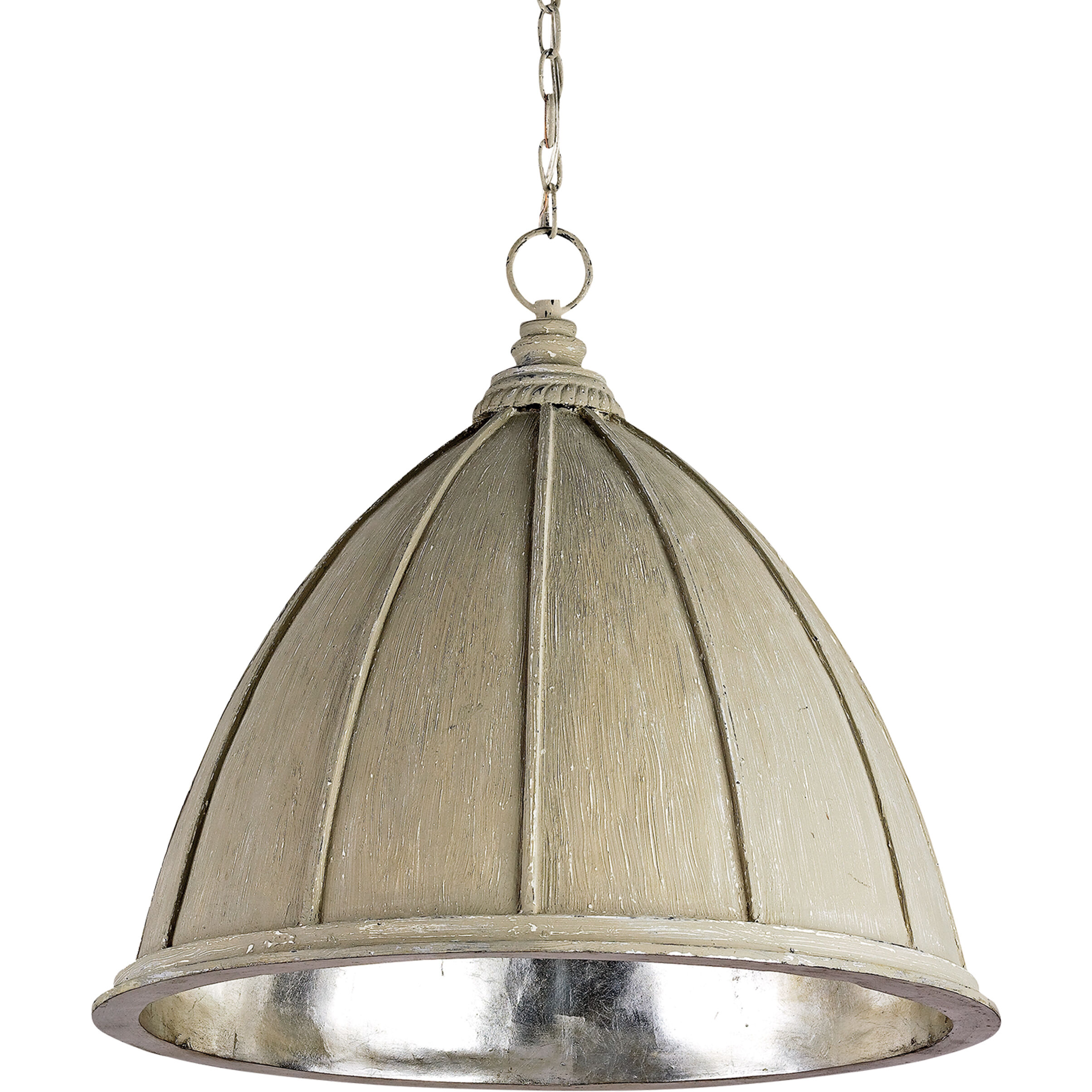 Fenchurch 1 Light 23 inch Oyster Cream/Silver Leaf Pendant Ceiling Light