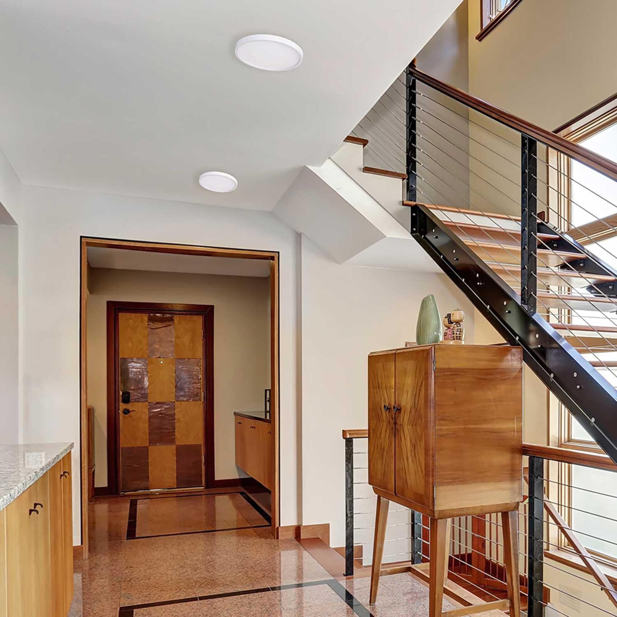 Edge 1 Light 7.88 inch Satin Nickel Flush Mount Ceiling Light