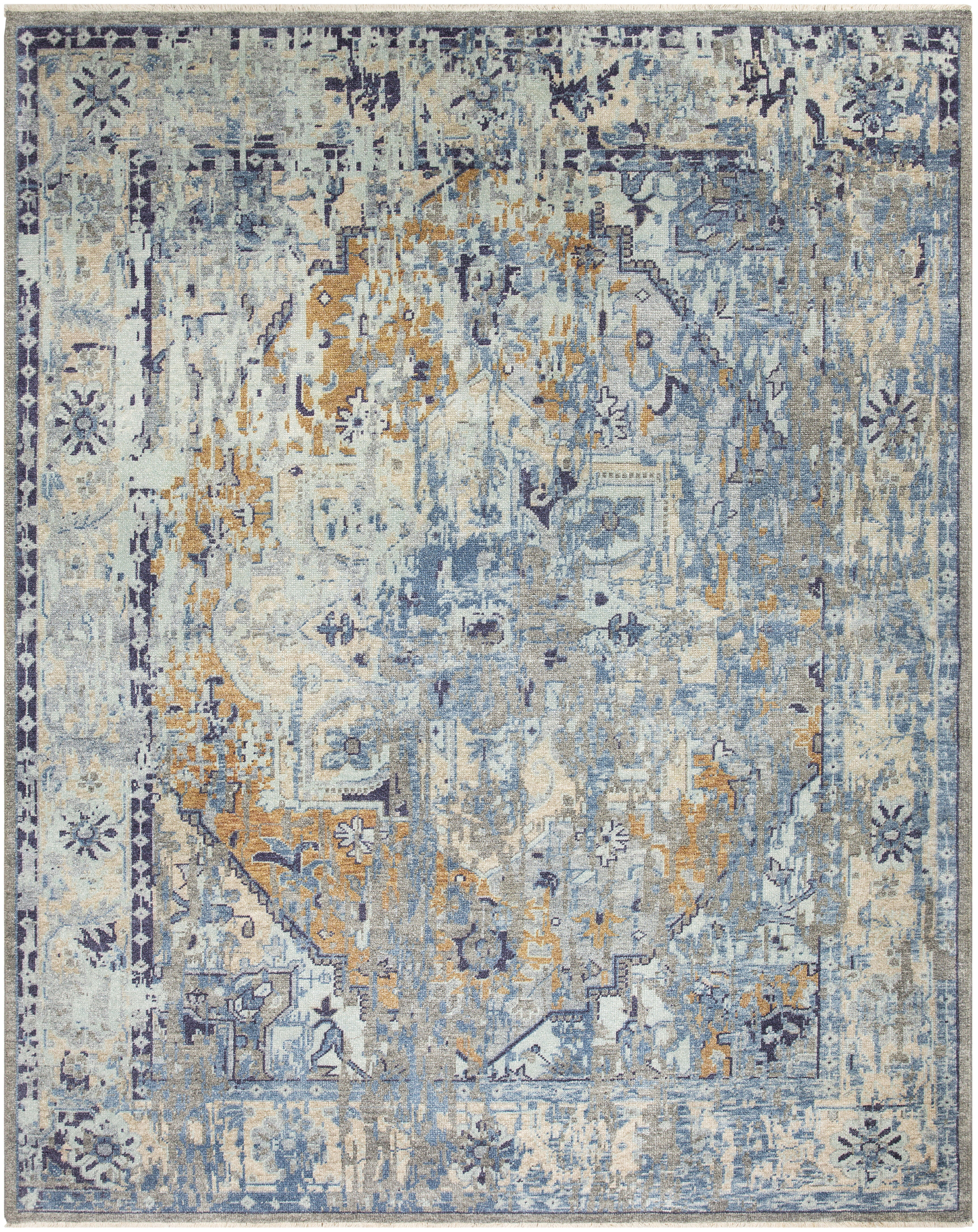 Nero 132 X 96 inch Blue Rug, Rectangle