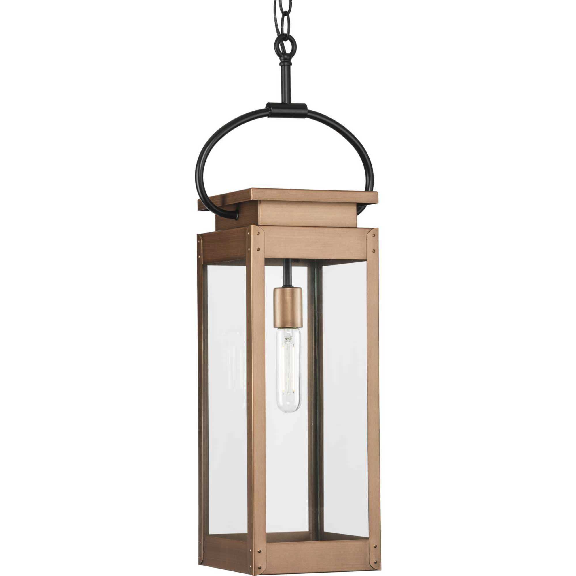 Union Square 1 Light 7 inch Antique Copper Hanging Lantern Ceiling Light, Design Series