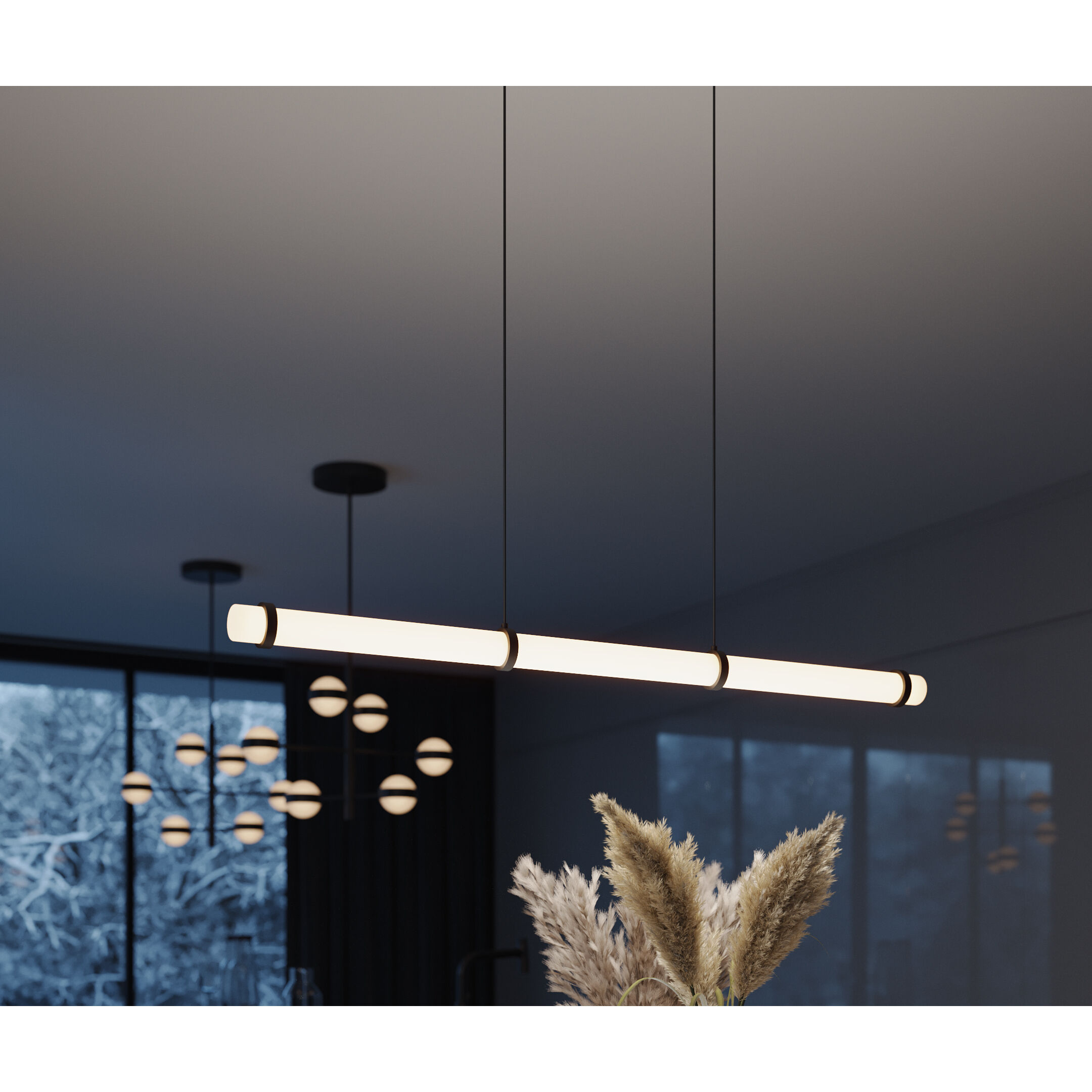 Miami LED 48 inch Black Linear Pendant Ceiling Light