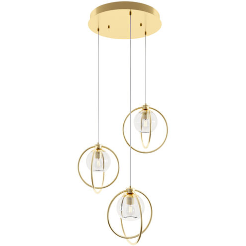 Jamie 3 Light 26.45 inch Satin Brass Mini Pendant Ceiling Light