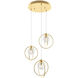 Jamie 3 Light 26.45 inch Satin Brass Mini Pendant Ceiling Light